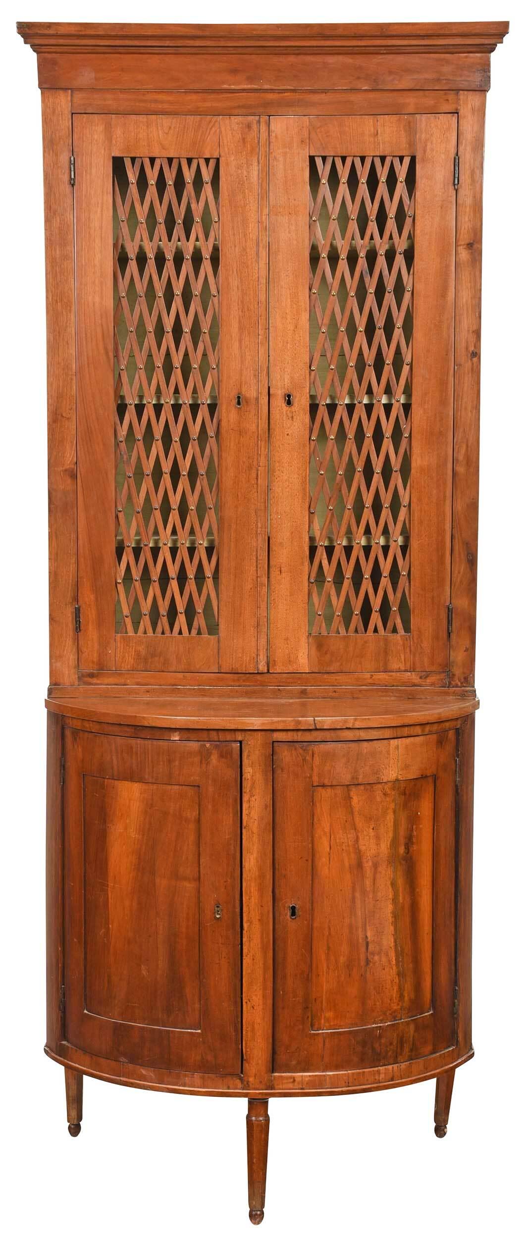Neoclassical Walnut Grille Door Bookcase Cabinet (1 of 10)