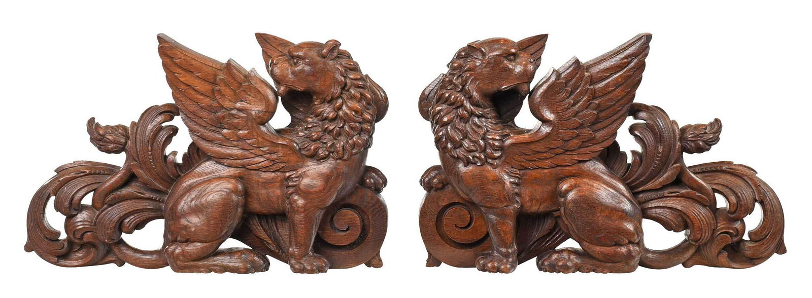 Pair Carved Wood Griffin Architectural Elements (1 of 5)