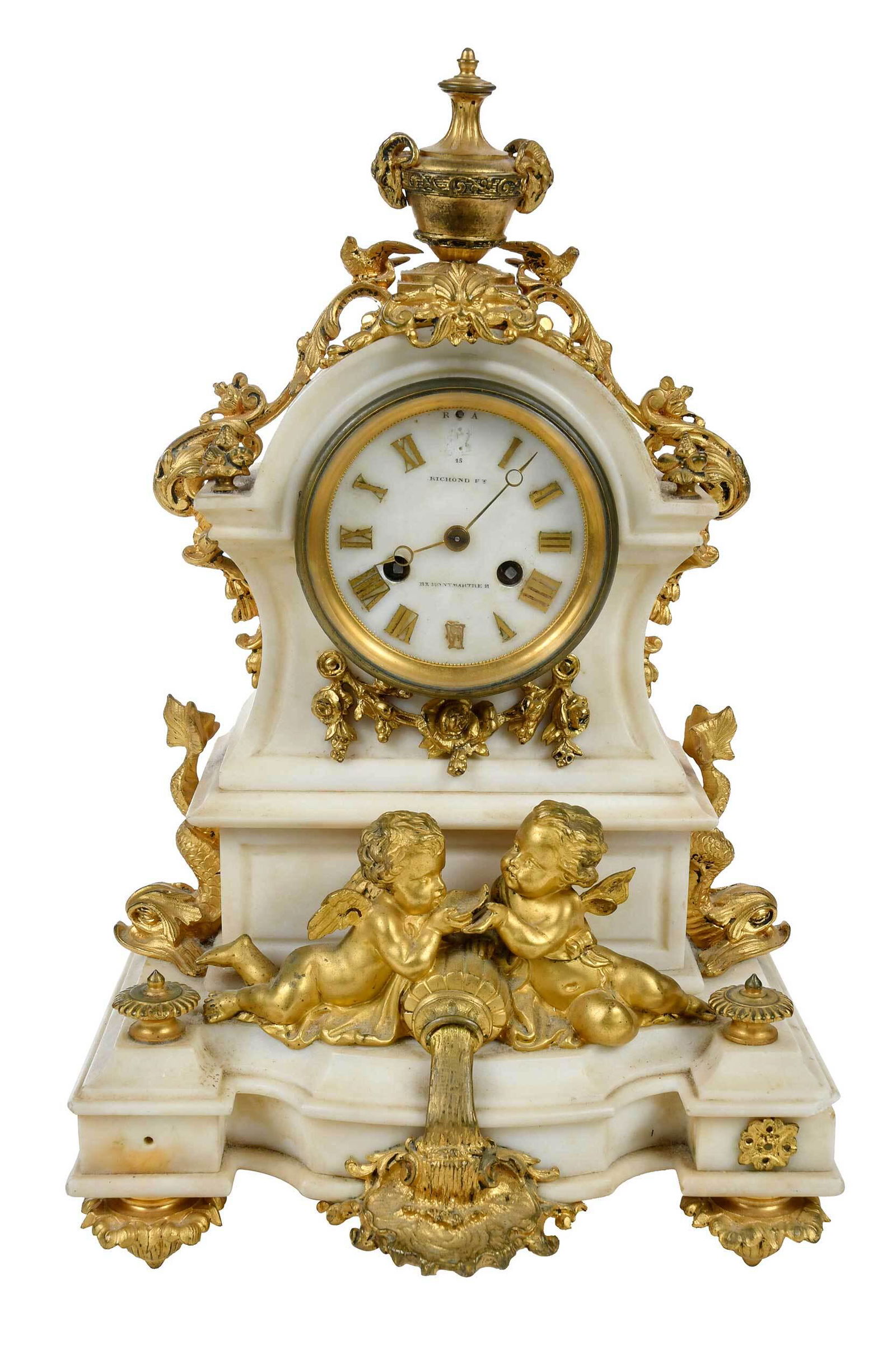 Louis XVI Style Gilt Bronze Mounted Marble Clock (1 of 7)