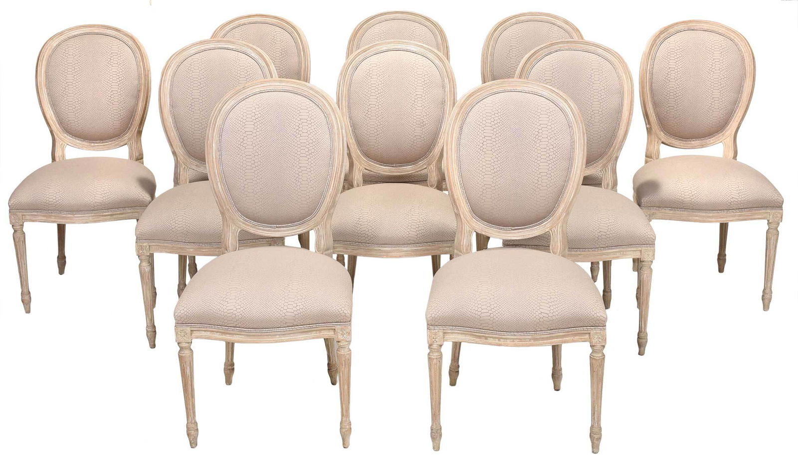 Set of Ten Louis XVI Style Upholstered Side Chairs (1 of 6)