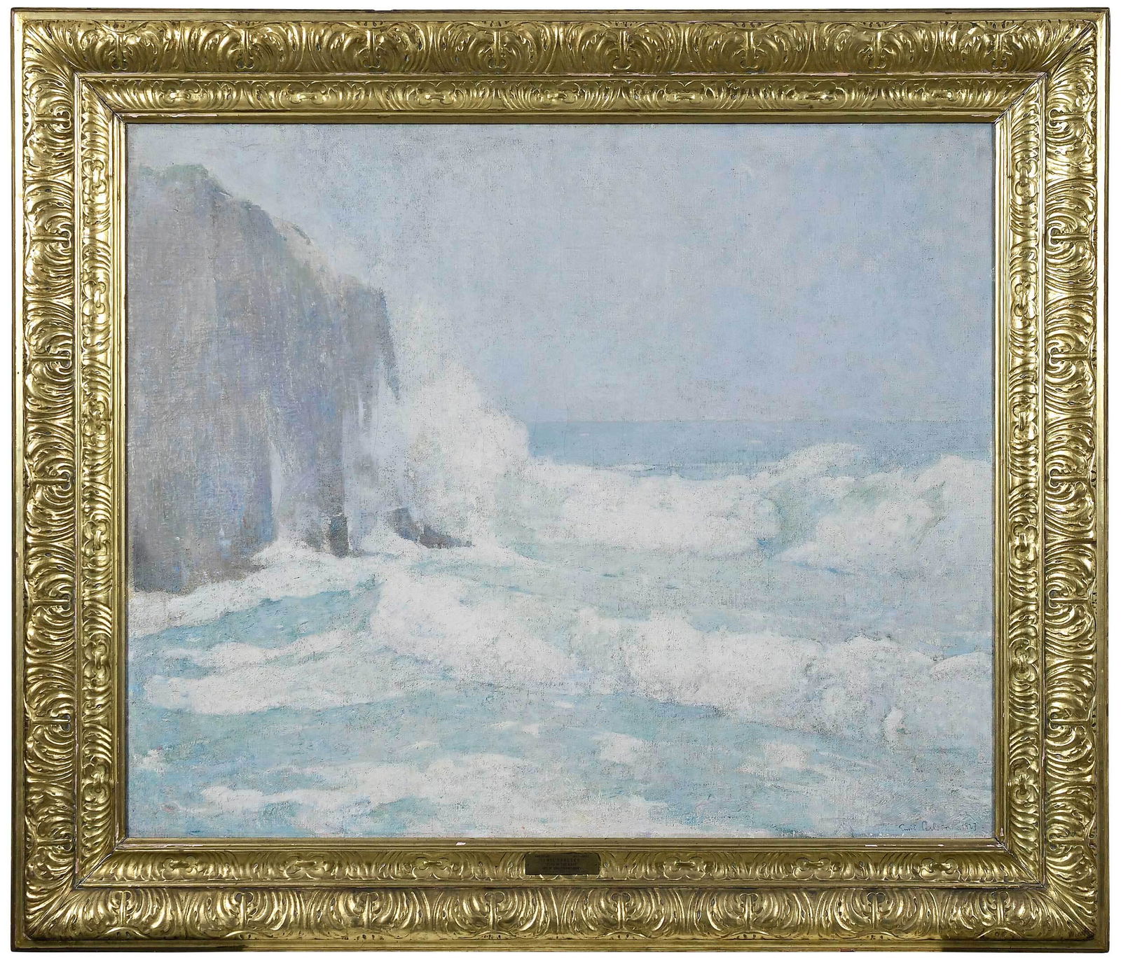 Emil Carlsen: (Danish, America, 1853?1932) Wind in the East, 1923, signed lower right "Emil Carlsen, 1923", oil on canvas, 37 x 45 in.; fine carved gilt wood frame, 48-1/2 x 56-1/2 in., Provenance: The artist; John
