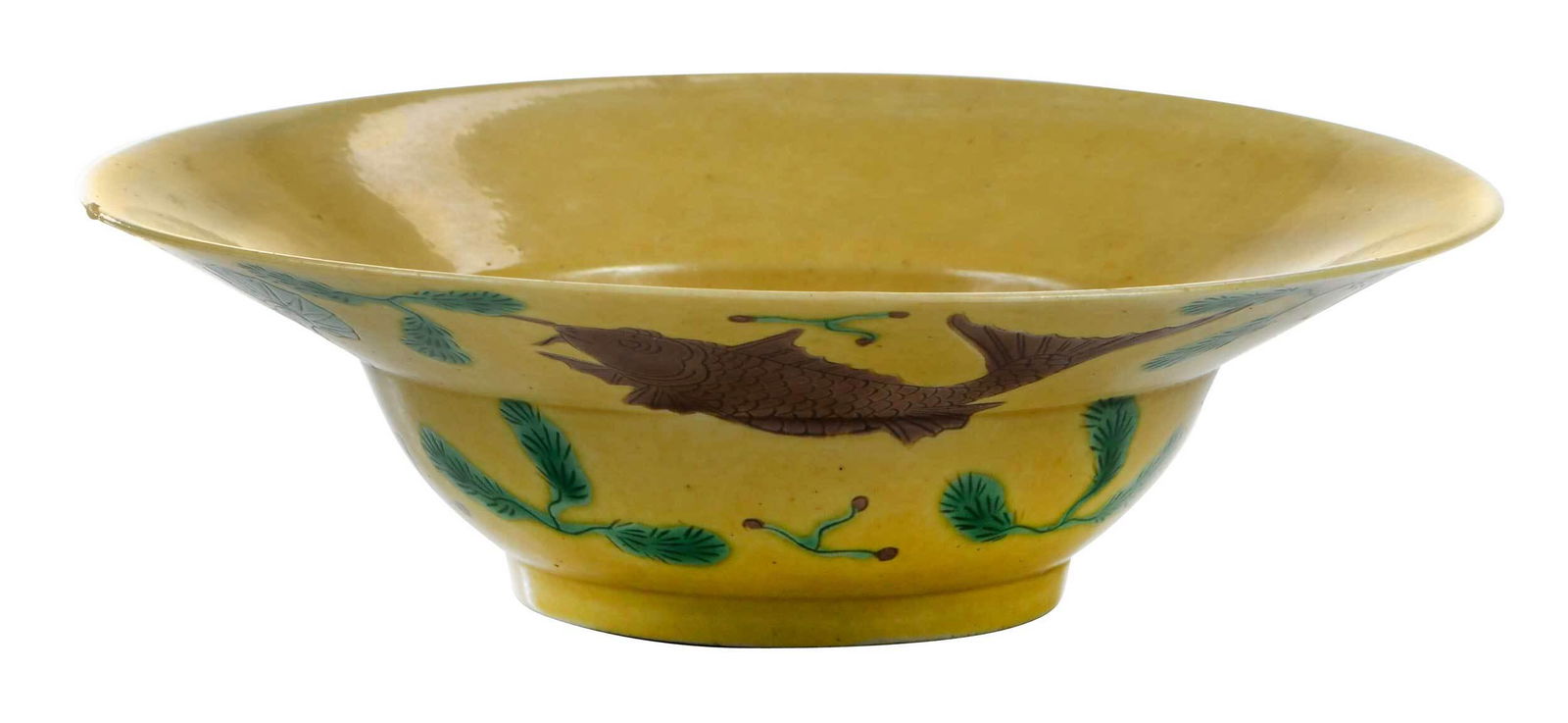 Chinese Yellow Ground 'Fish' Ogee Porcelain Bowl (1 of 11)