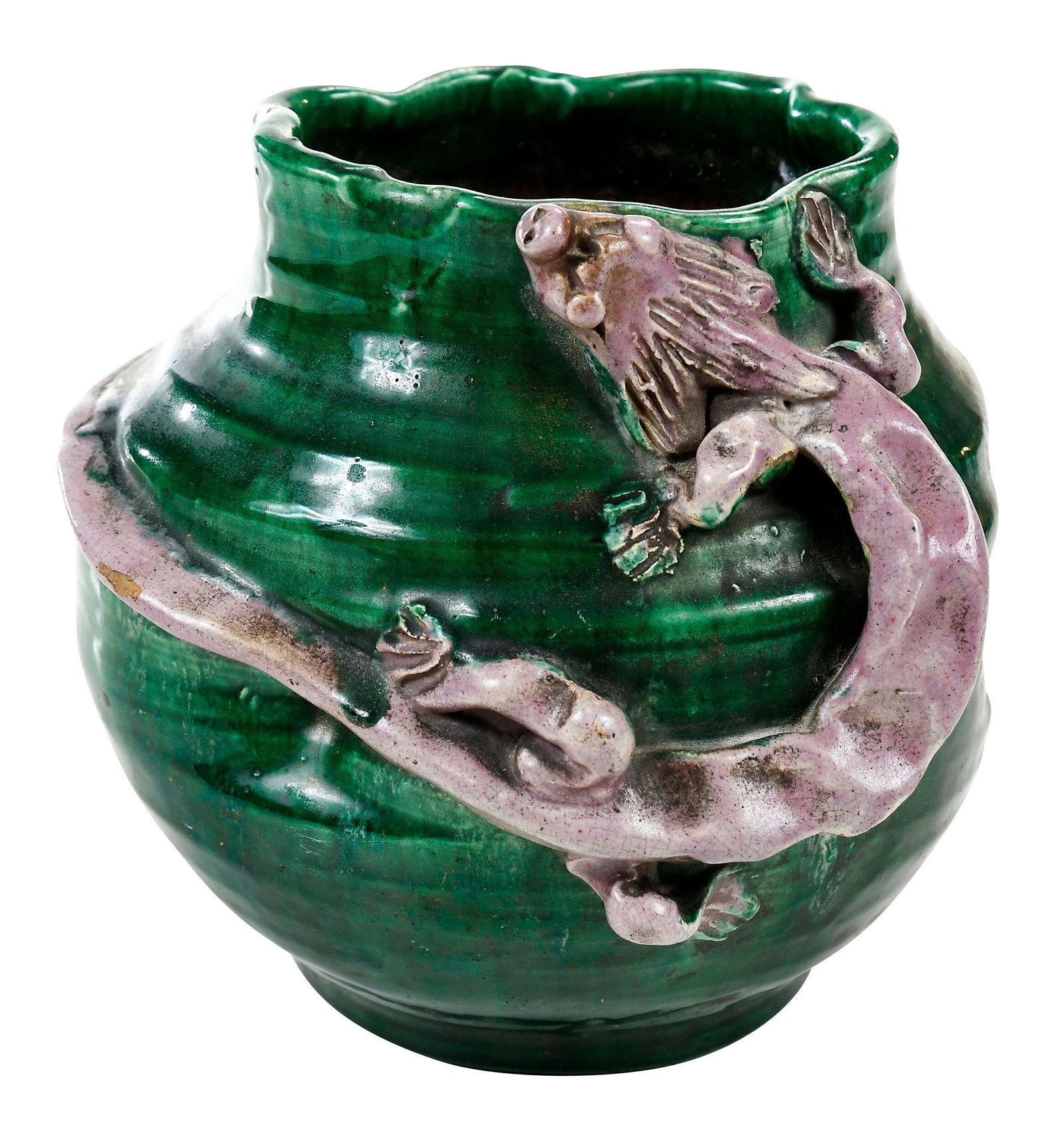 Asian Stoneware Vase with Dragon (1 of 10)
