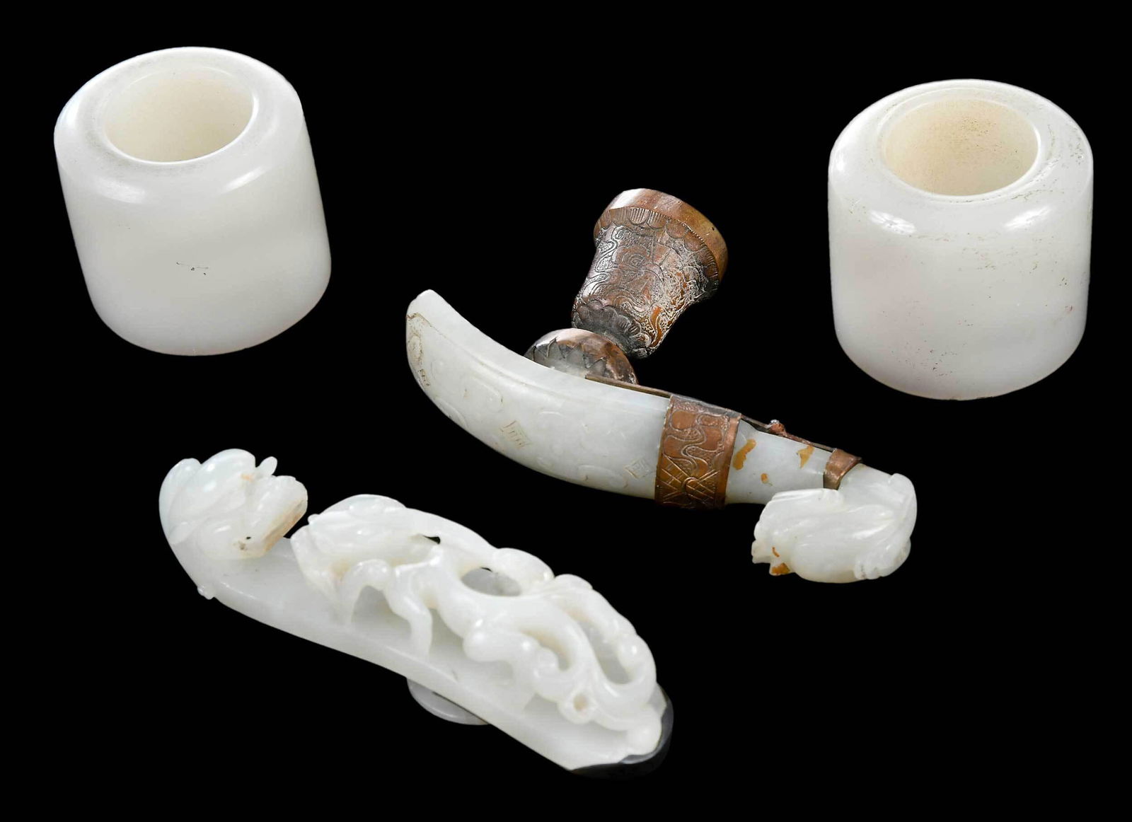 Four Chinese Carved Jade and Hardstone Objects (1 of 6)