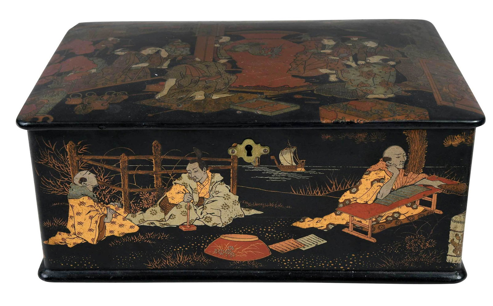 Japanese Lacquered and Gilt Decorated Box (1 of 6)