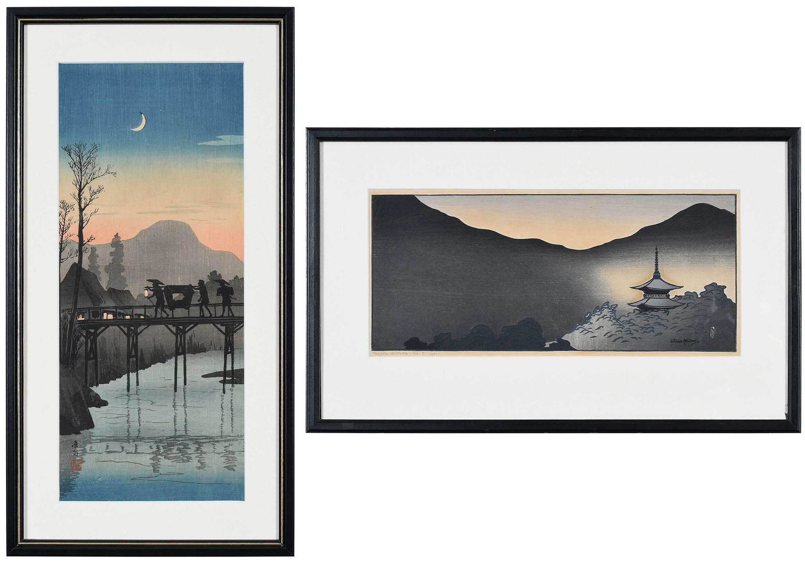 Two Framed Japanese Woodblock Prints (1 of 8)