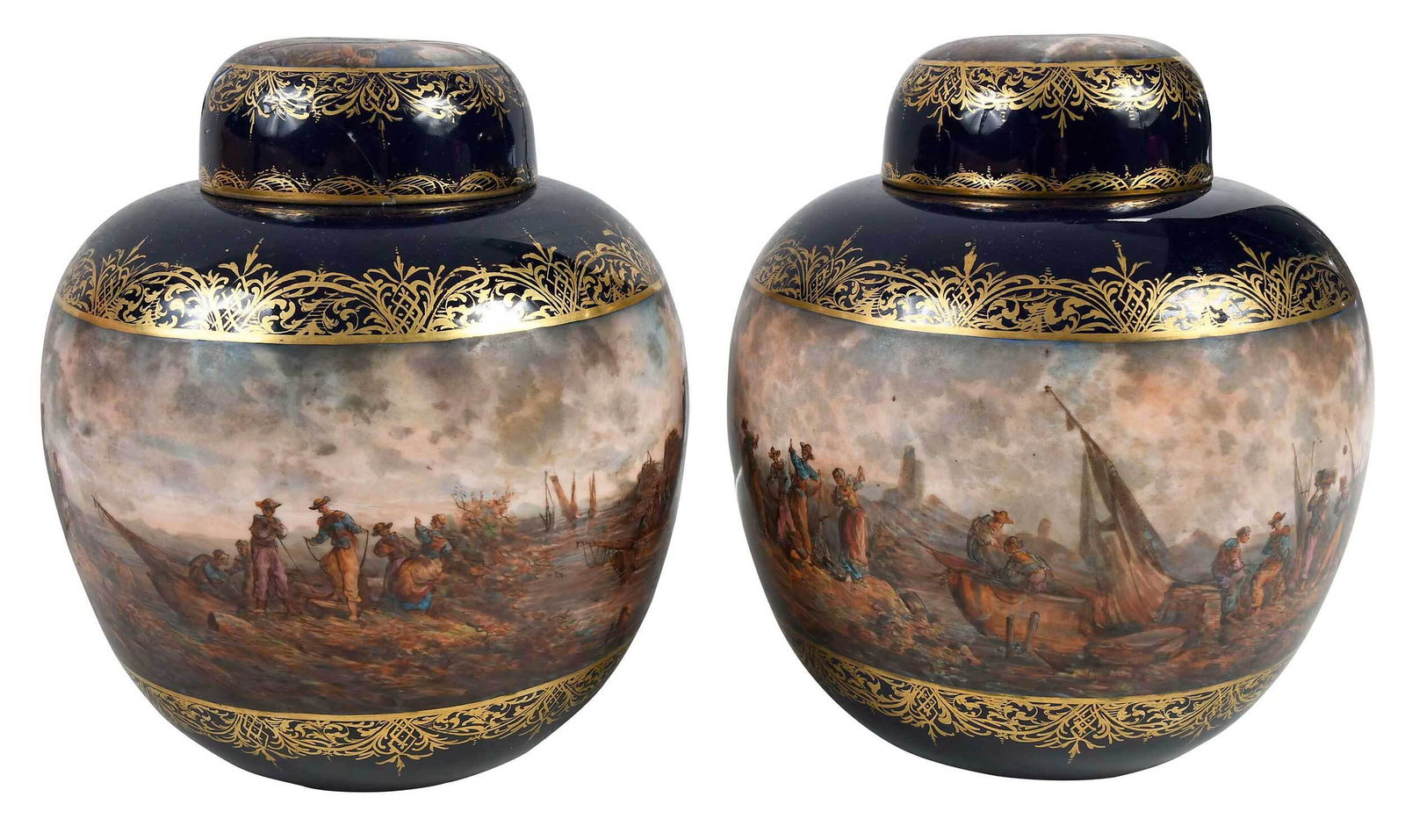Pair of Dresden Porcelain Urns (1 of 12)