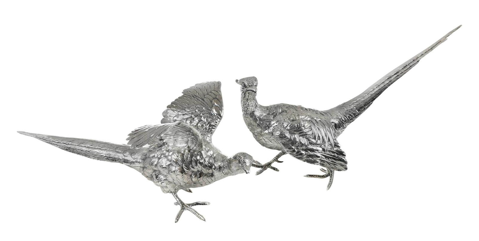 Pair Silver Plate Pheasants (1 of 6)