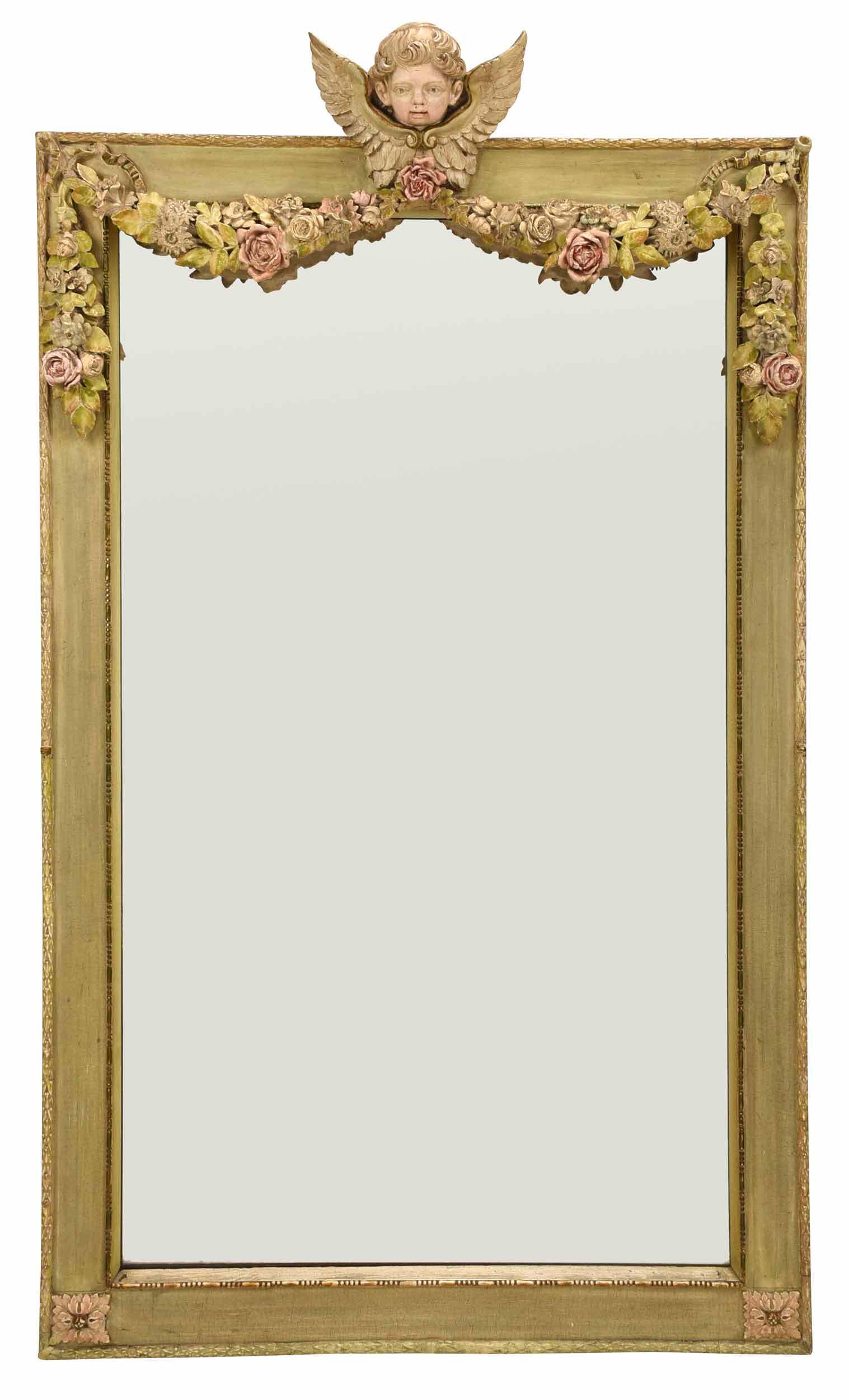 Venetian Baroque Style Carved Polychromed Mirror (1 of 8)