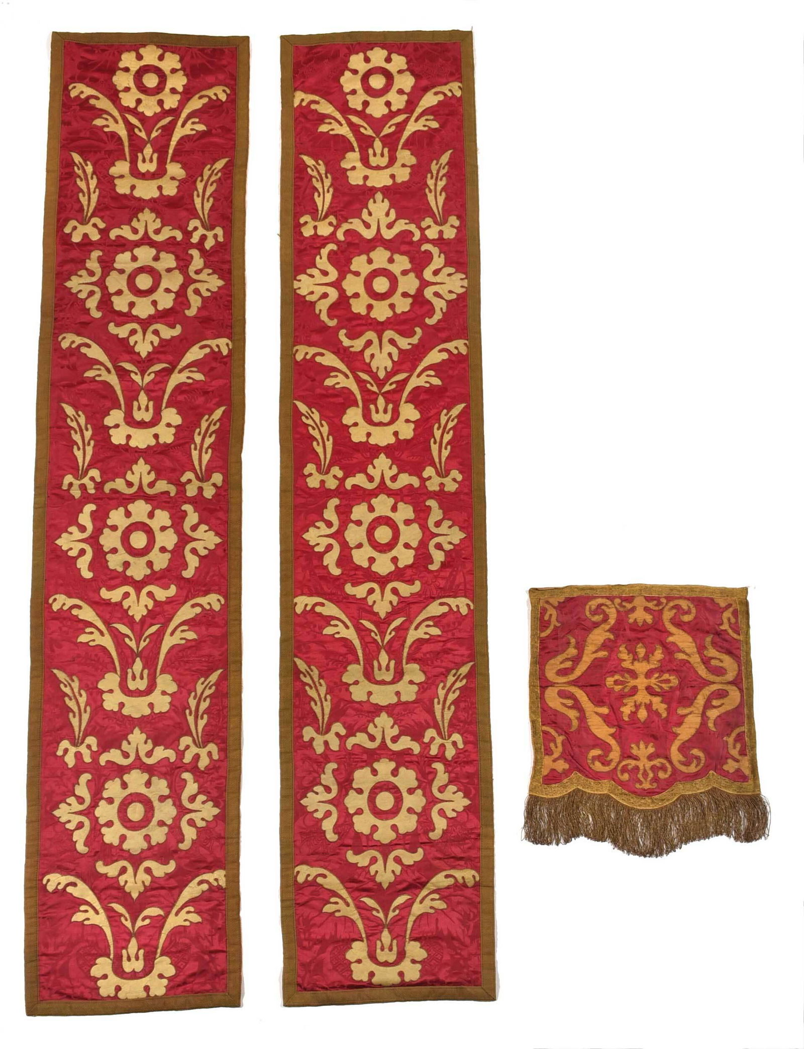 Three Red Silk Brocade Altar Panels (1 of 4)