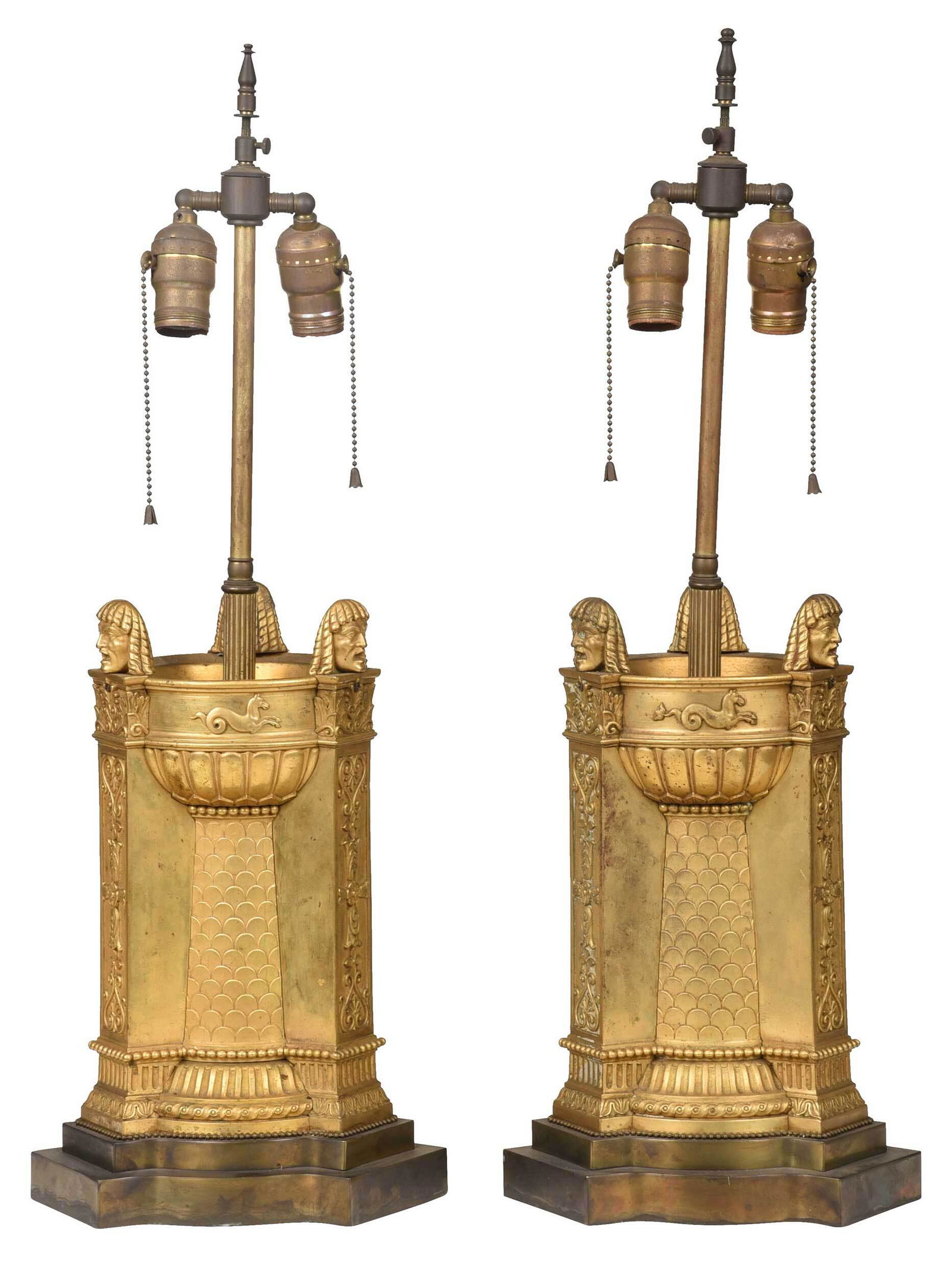 Pair of French Gilt Metal Lamps (1 of 8)