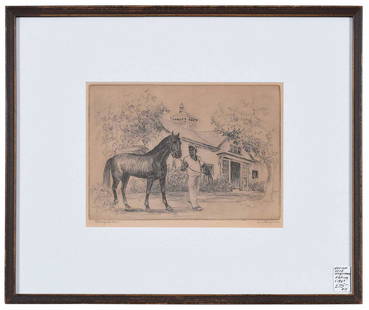 William Kent Hagerman: (American, 1893-1978) Bluegrass Idol (Nashua), 1960, signed lower right "Kent Hagerman", etching, sight 6-1/2 x 9-1/2 in.; wood frame, 14-3/4 x 17-3/4 in. Provenance: Private Collection Note: This etc