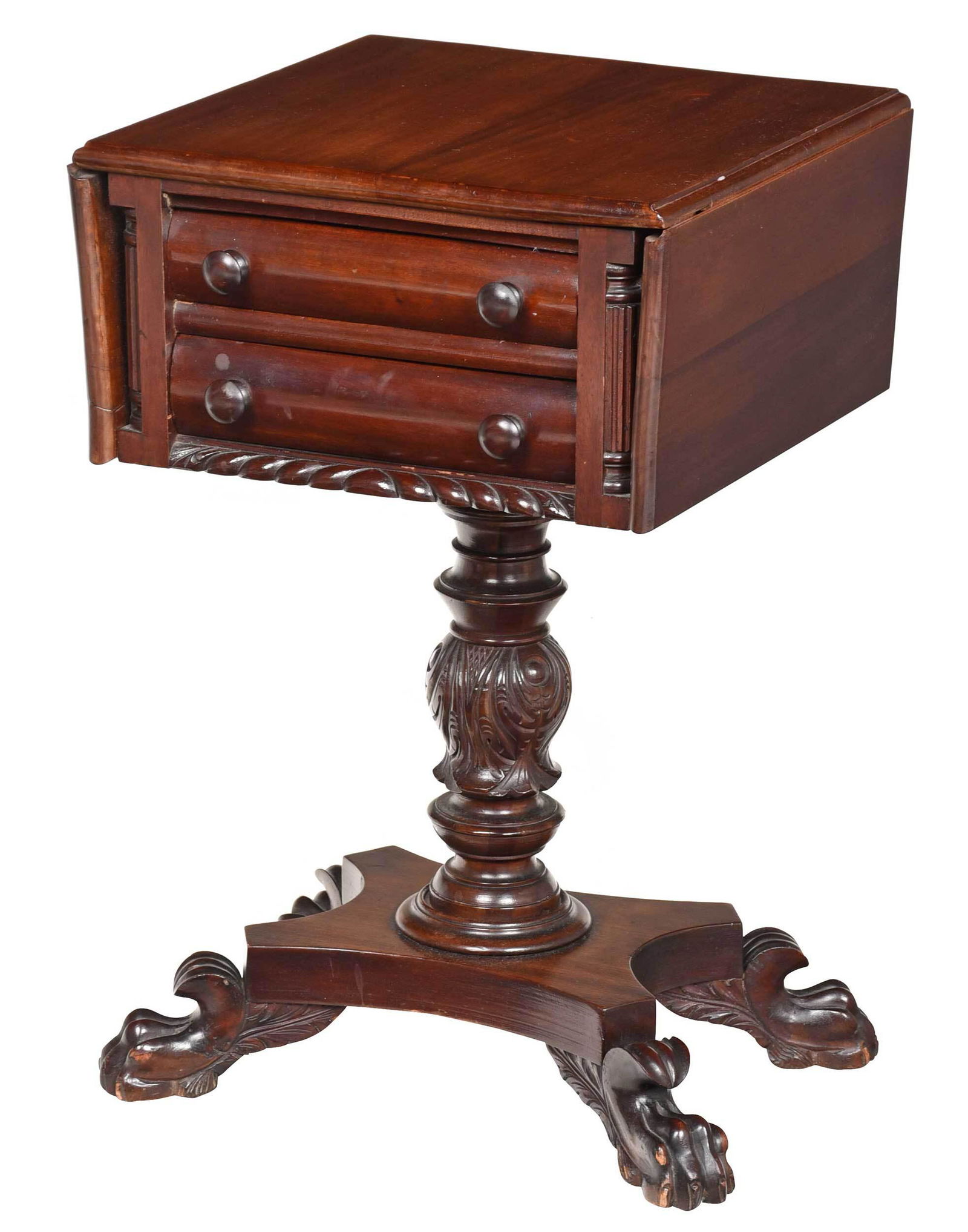 Classical Style Carved Mahogany Work Table (1 of 8)