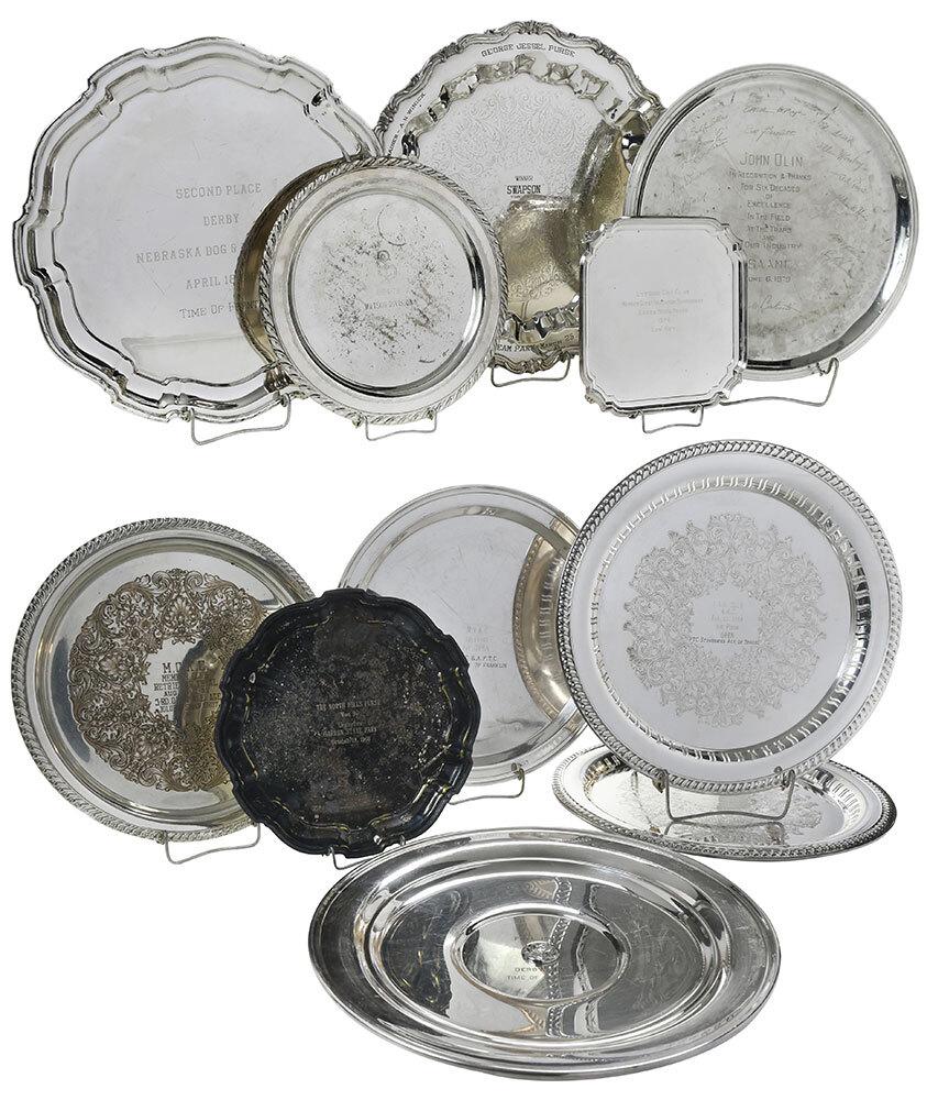 Twelve Silver Plate Trophy Trays (1 of 6)