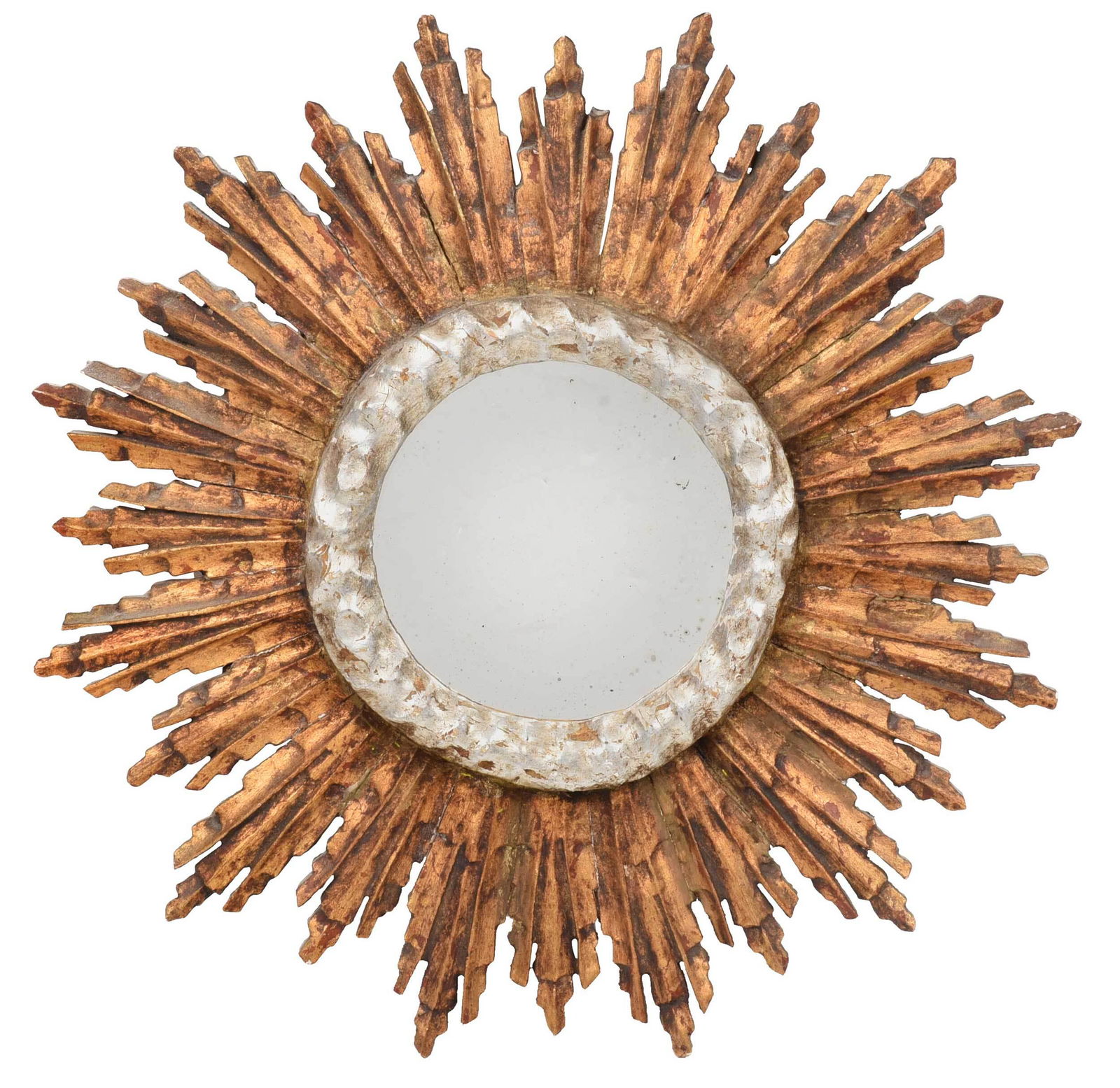Baroque Style Silvered and Gilt Sunburst Mirror (1 of 3)