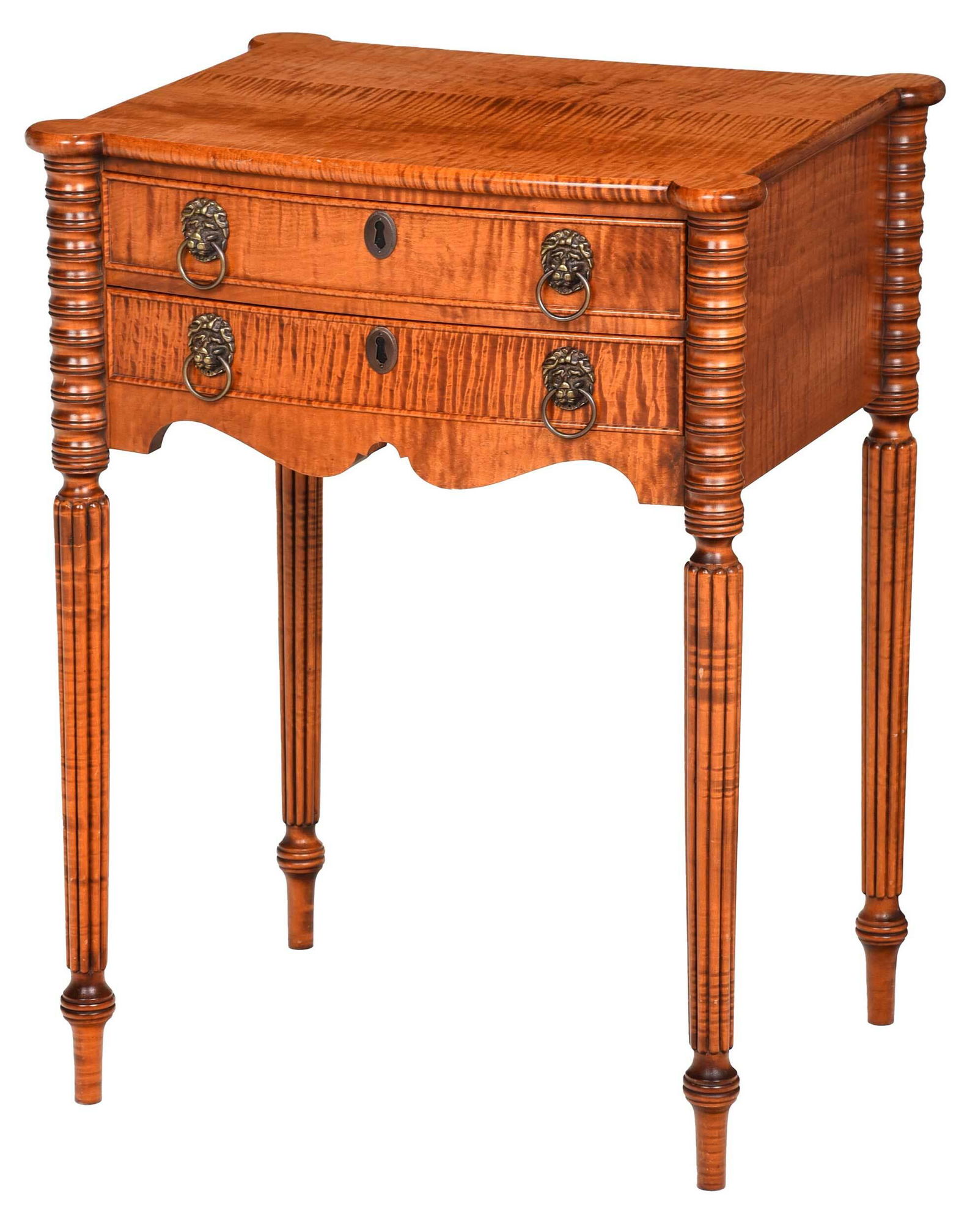 American Sheraton Style Tiger Maple Work Table (1 of 7)