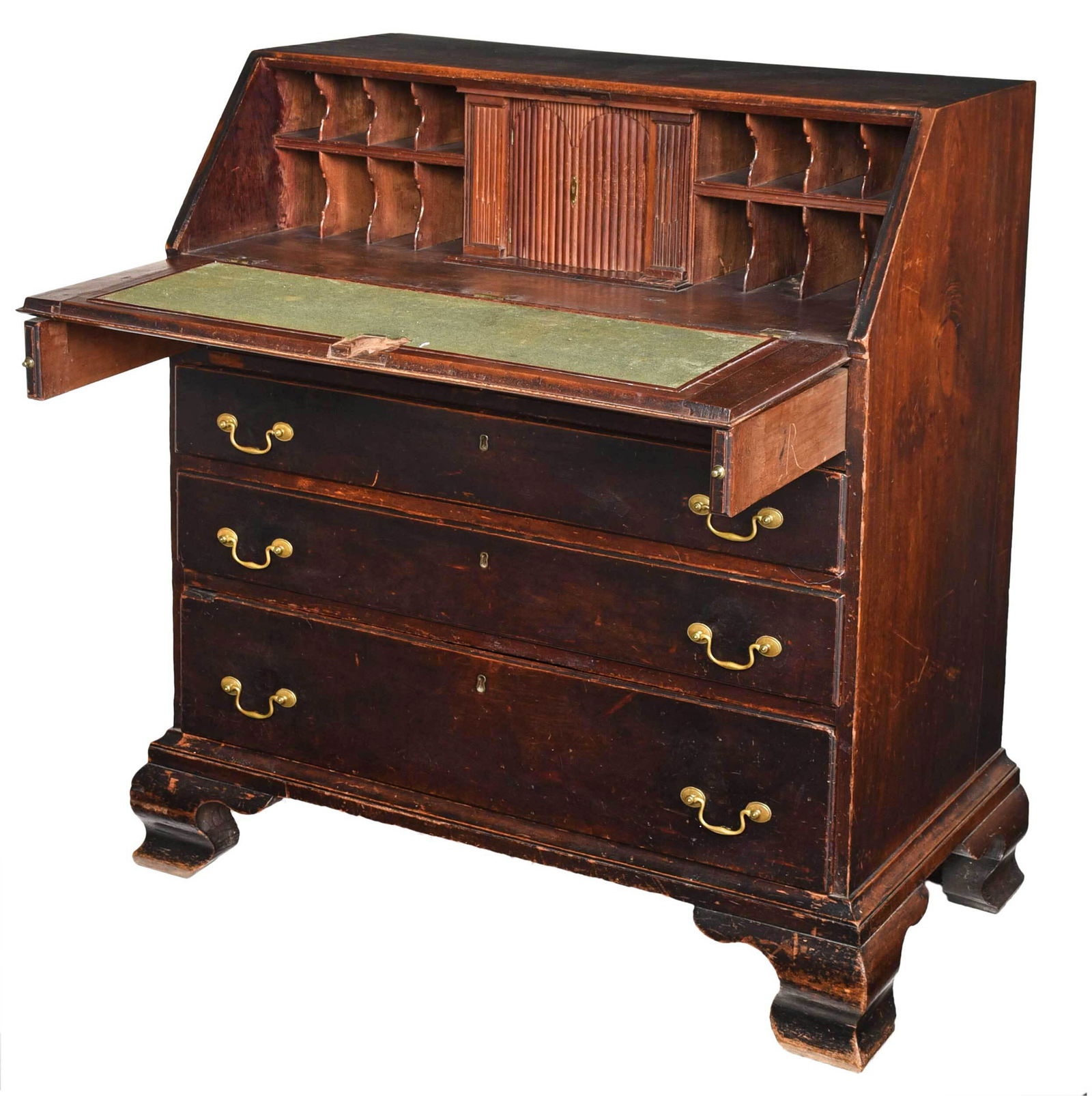 A Rare John Shearer Signed and Dated Desk: signed and dated 1798, probably made in Berkeley County, Virginia (now West Virginia), in a fine state of preservation, retaining its original surface and mellow old patina, with fitted desk interior