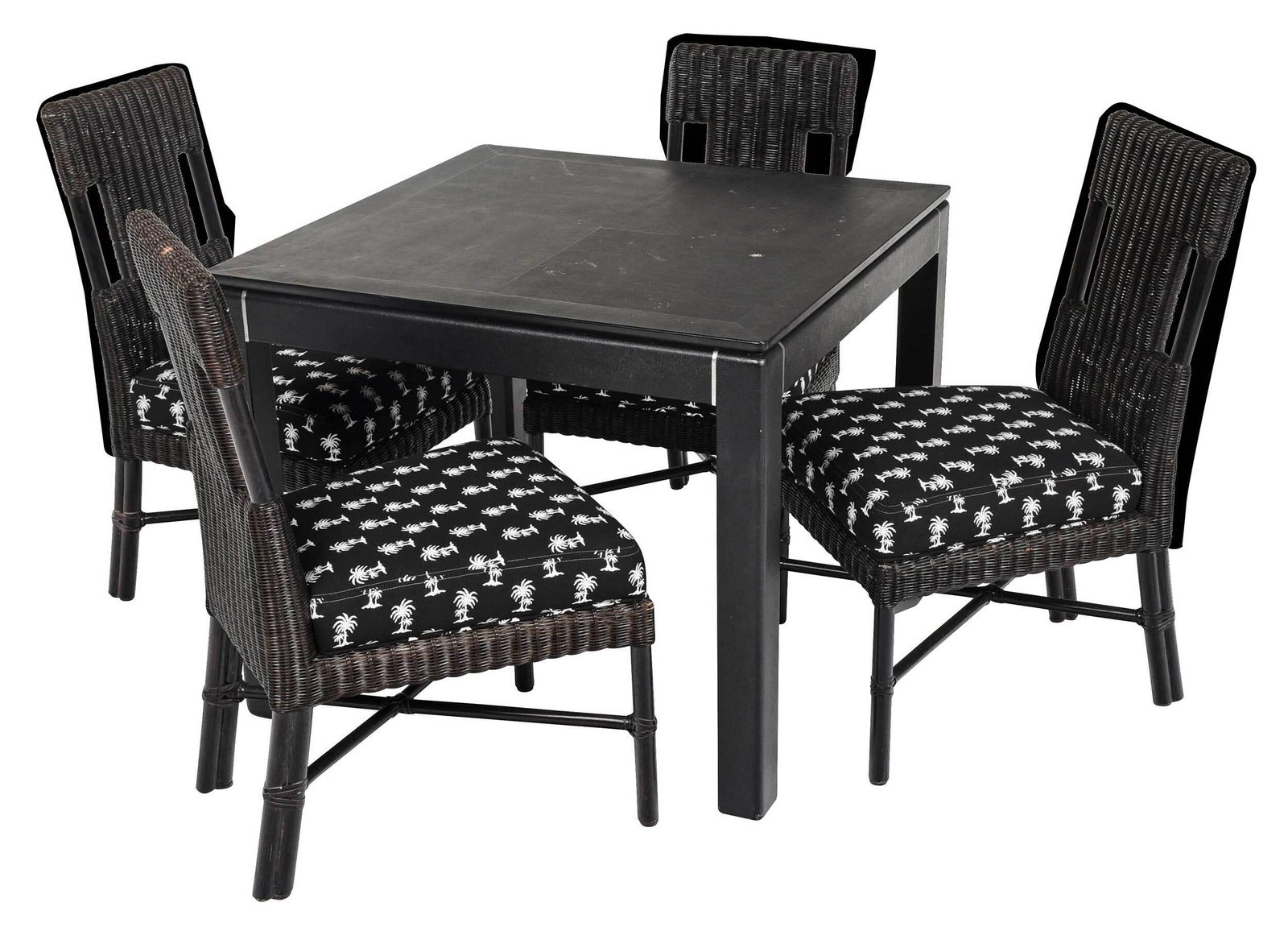 Karl Springer Faux Shagreen Games Table, Four Chairs (1 of 9)