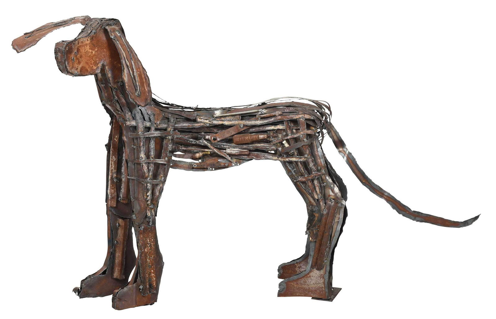 Sheet Metal and Mixed Media Dog Sculpture (1 of 6)