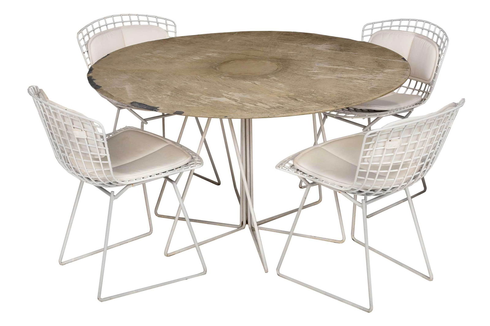Four Bertoia Style Chairs and Table with Slate Top (1 of 8)