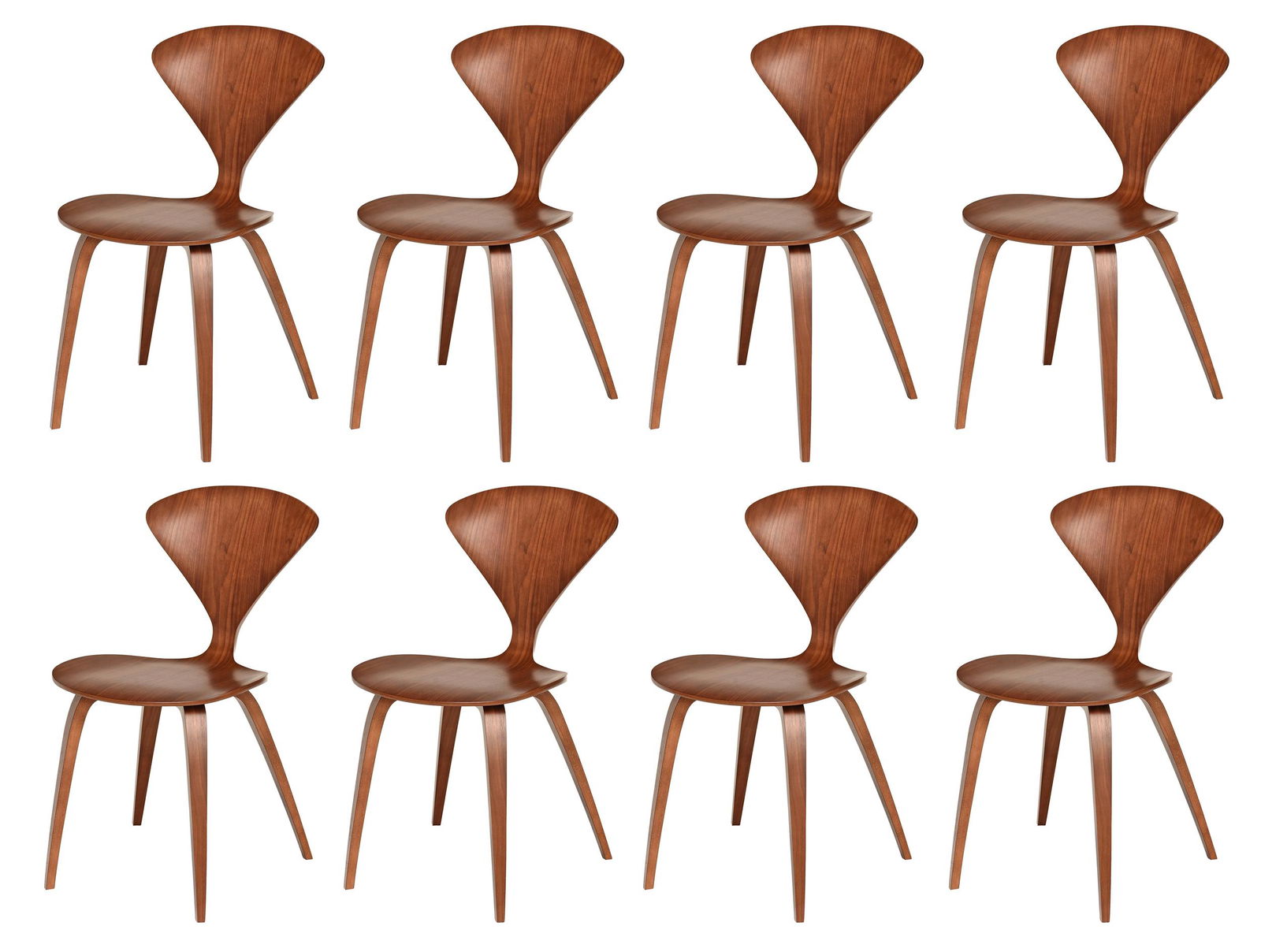 Set of Eight Norman Cherner Walnut Side Chairs (1 of 8)