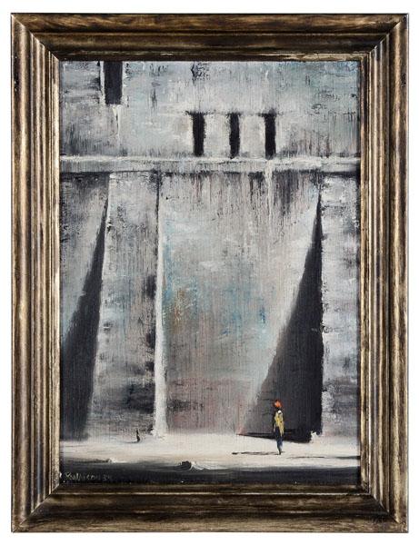 Robert Watson: (California, 1923-2004), "Ramparts", signed lower left "R Watson 54", oil on canvas, 14 x 10 in., gilt silver frame, light grime Provenance: Babcock Galleries, New York (label verso); Private Collecti