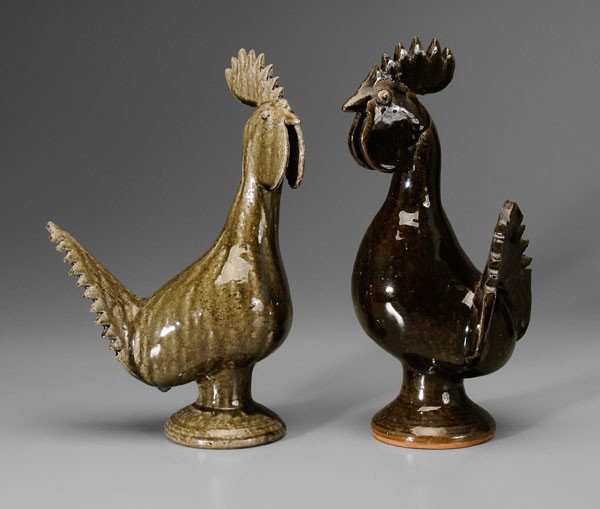 Two Edwin Meaders Roosters