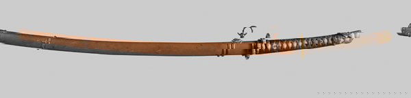 World War II Officer's Sword: Japanese, 20th century, type 98 [shin gunto,] seven-character [katana-mei] (signature) besides one [mekugi ana] (hole) on tang, [nagasa] (length) 26-3/8 in., [nagako] (tang) 8 in., [sori] (curvature)
