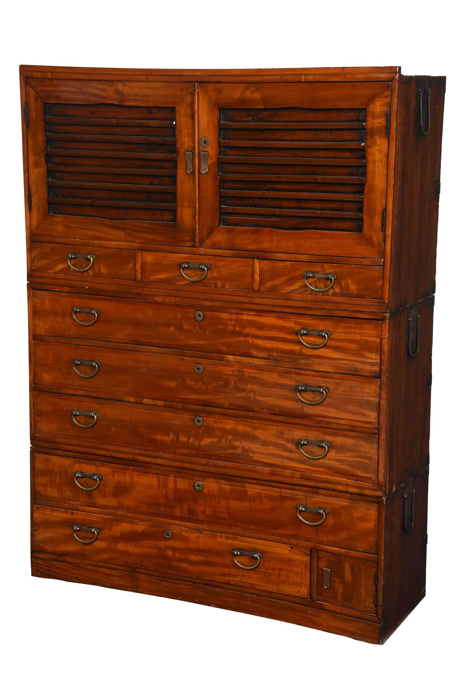 Asian Satinwood and Brass Mounted Three Part Tansu (1 of 7)