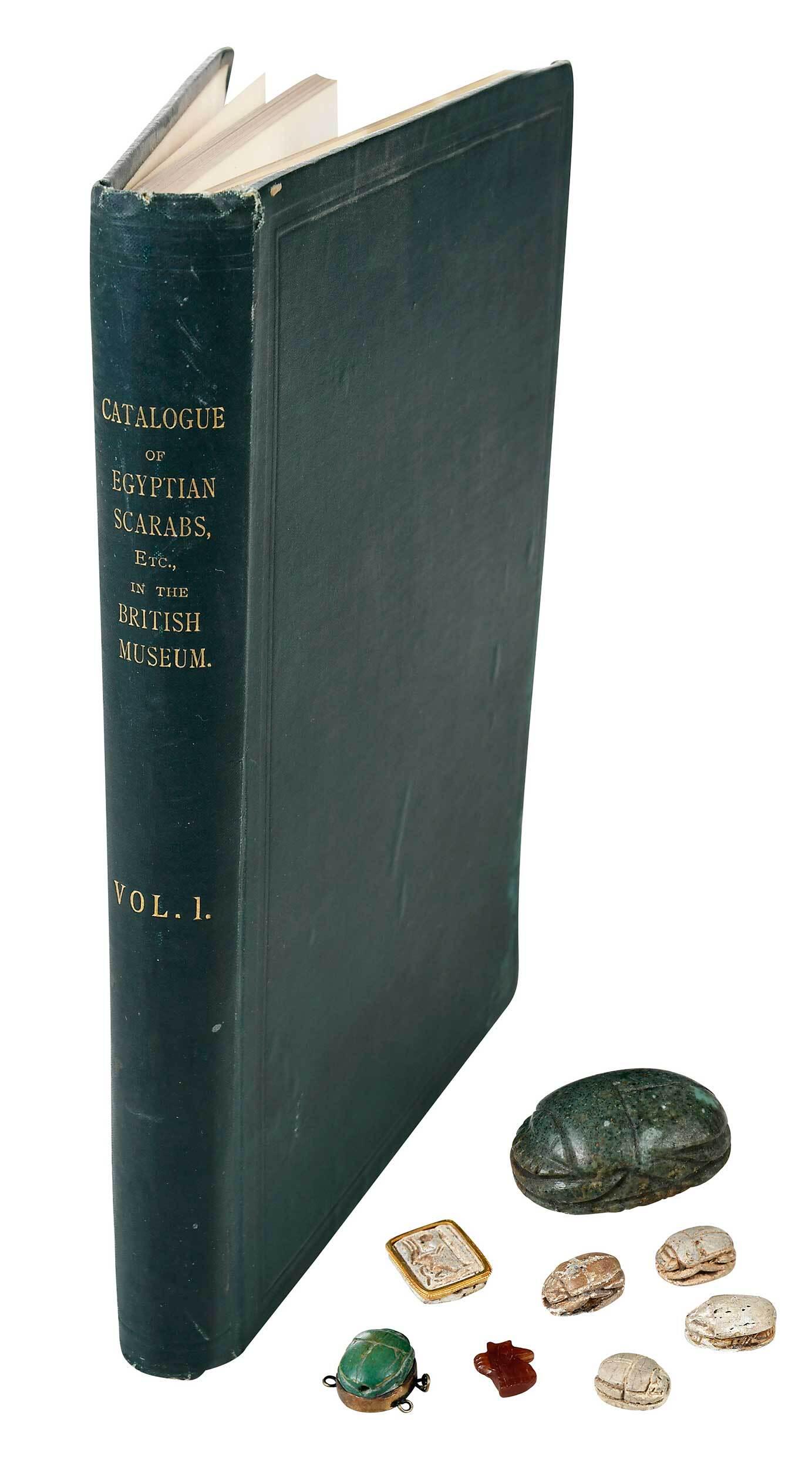 Eight Faience and Stone Egyptian Scarabs and Book (1 of 6)