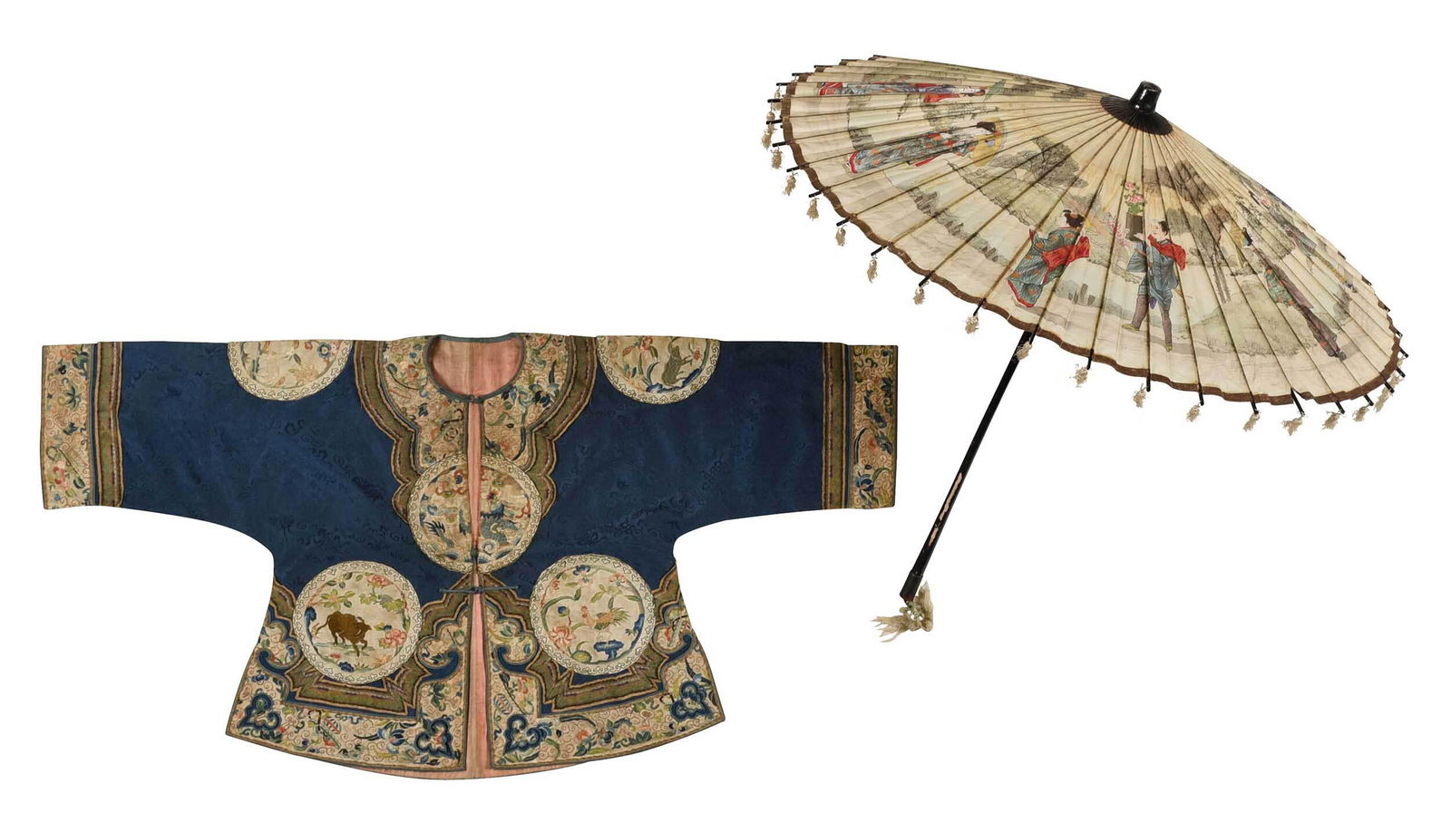 Chinese Child's Silk Jacket, Japanese Painted Parasol (1 of 10)