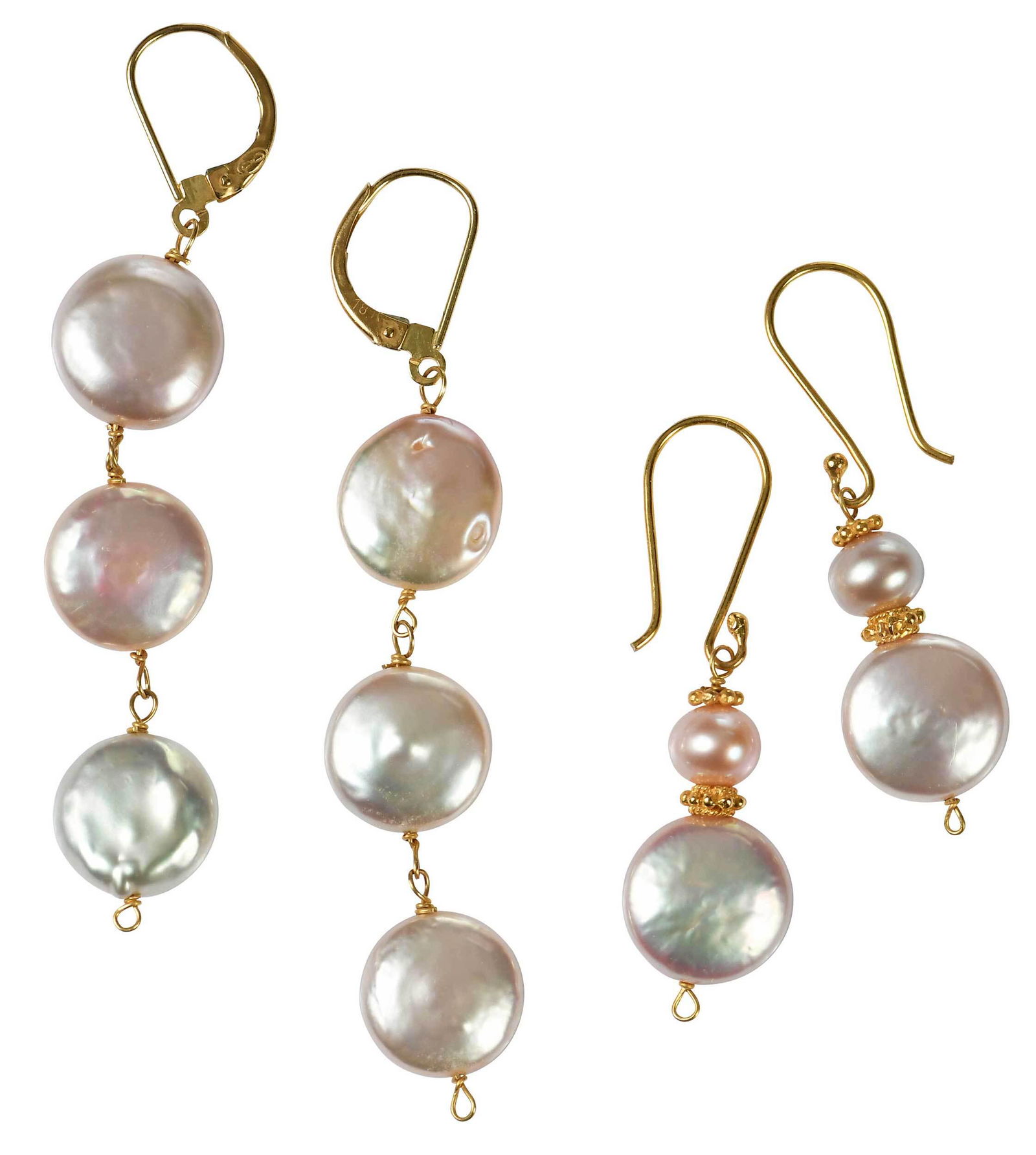 Two Pairs 18kt. Pearl Earrings (1 of 4)