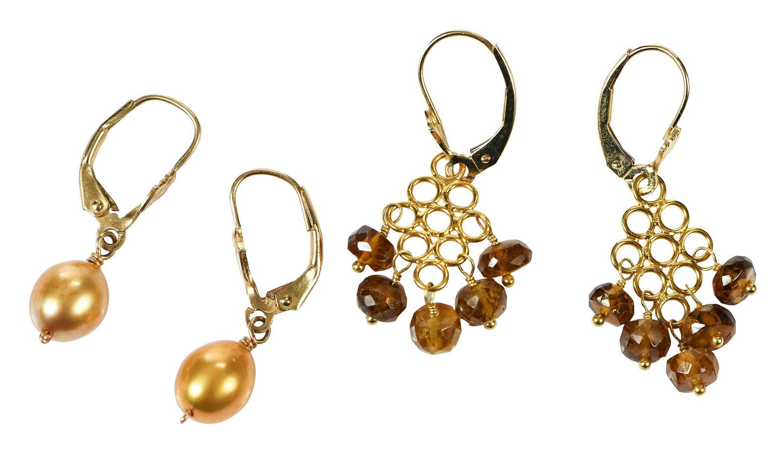 Two Pairs Gold and Gemstone Earrings (1 of 5)