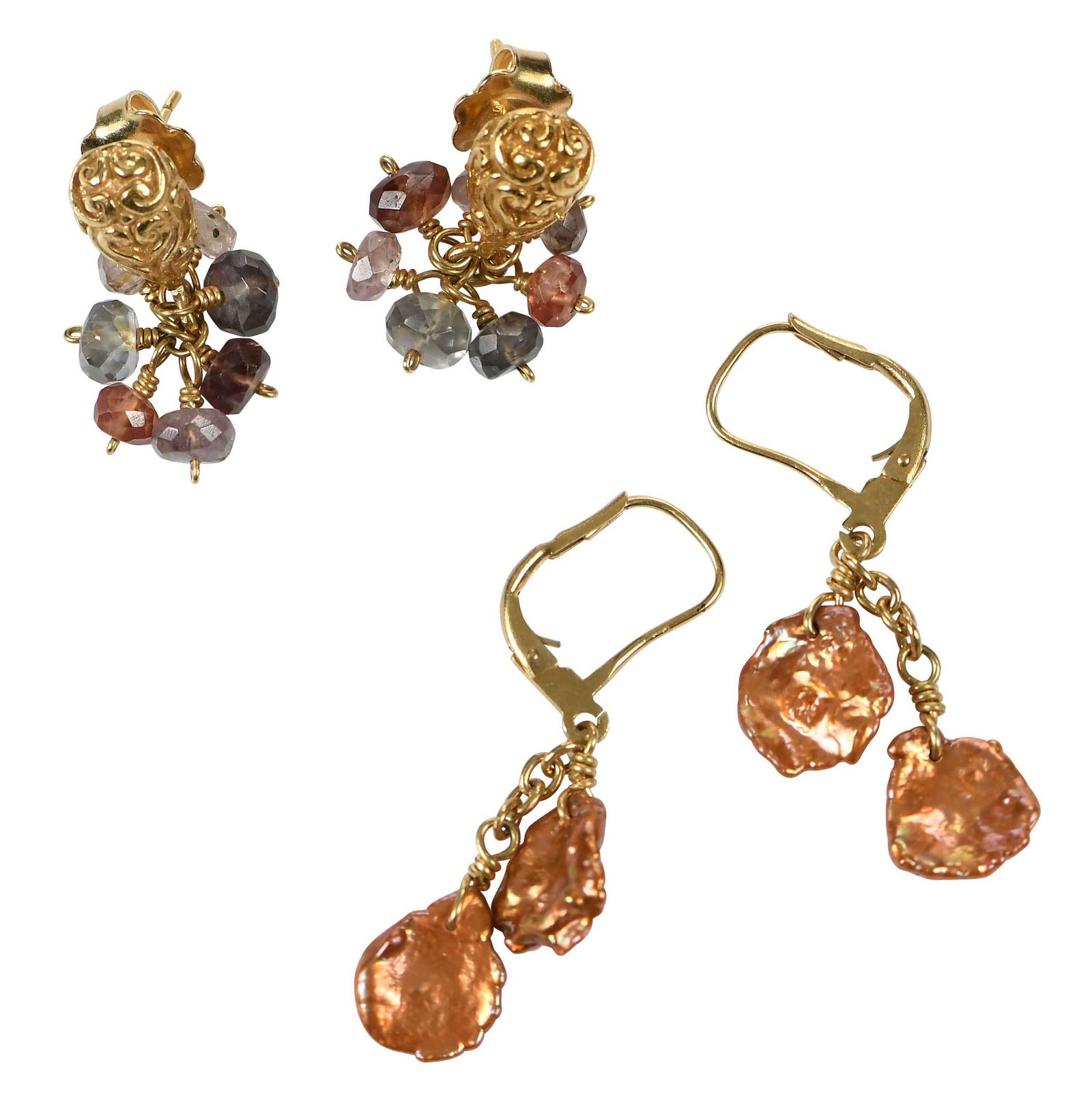 Two Pairs 18kt. Gemstone Earrings (1 of 5)
