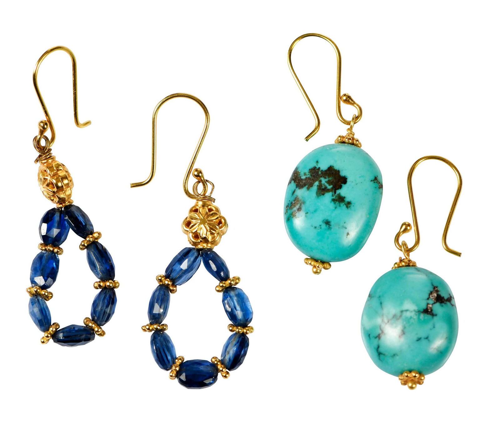 Two Pairs 18kt. Gemstone Earrings (1 of 4)