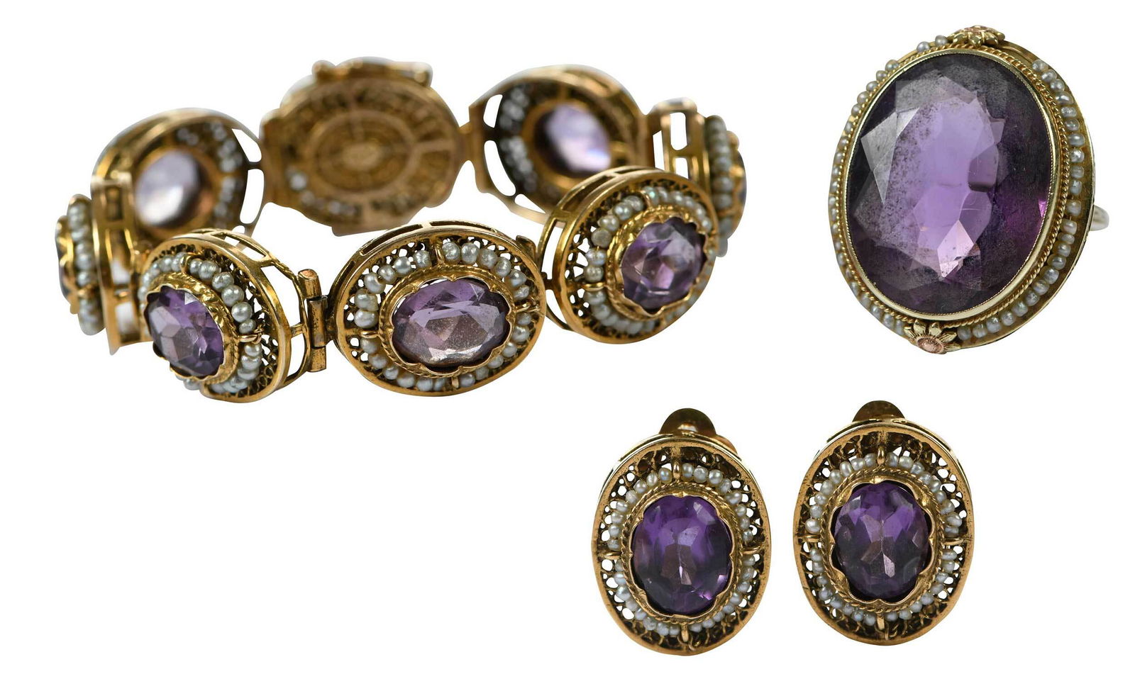 Antique 14kt. Amethyst and Pearl Set (1 of 8)