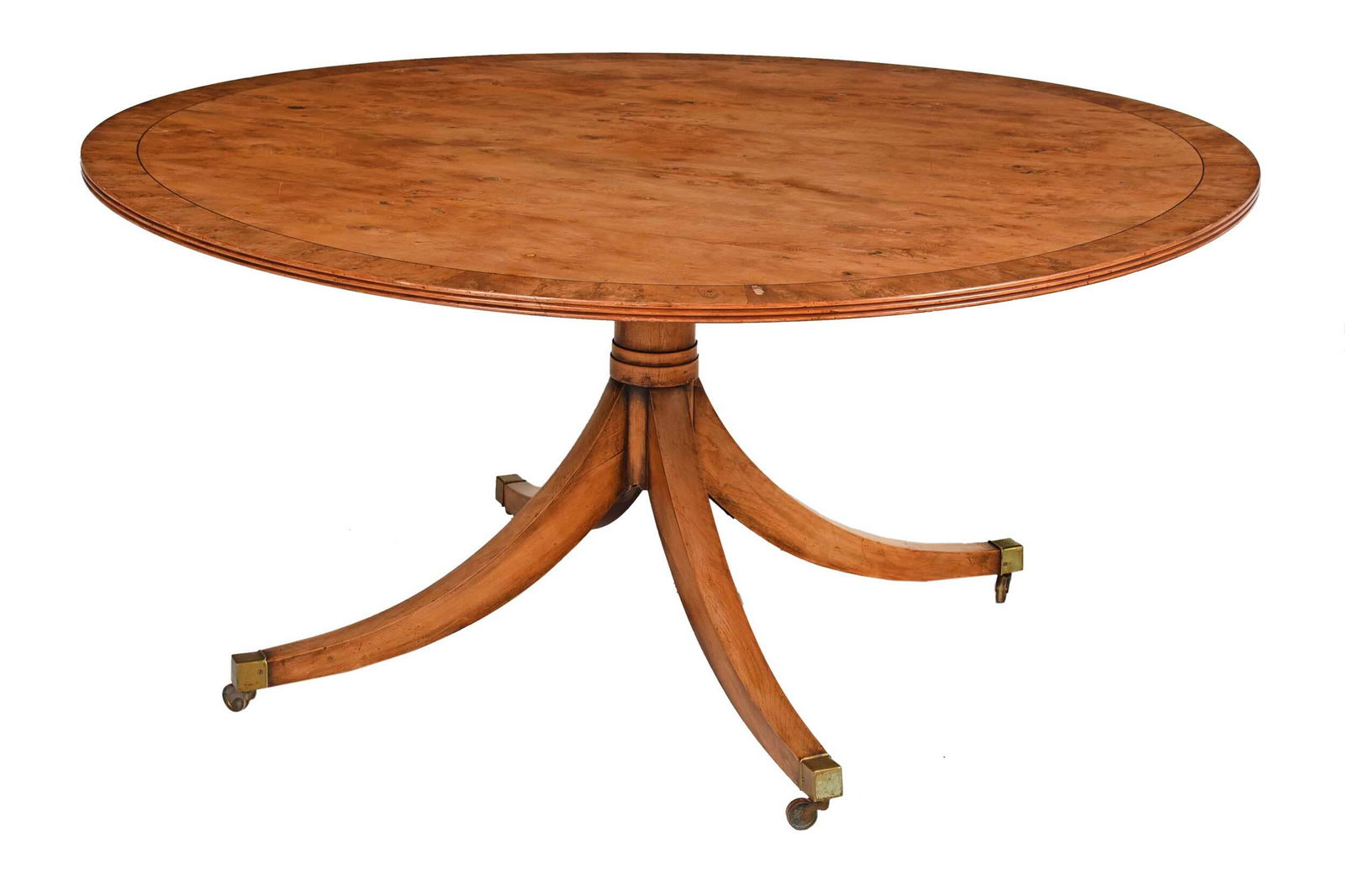 Regency Style Burlwood Pedestal Dining Table (1 of 1)