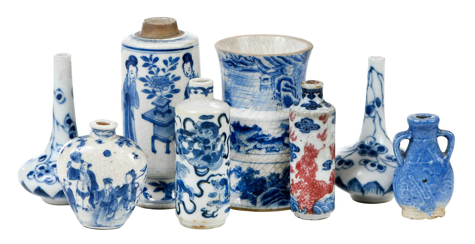 Eight Assorted Chinese Blue and White Miniature Vessels (1 of 10)