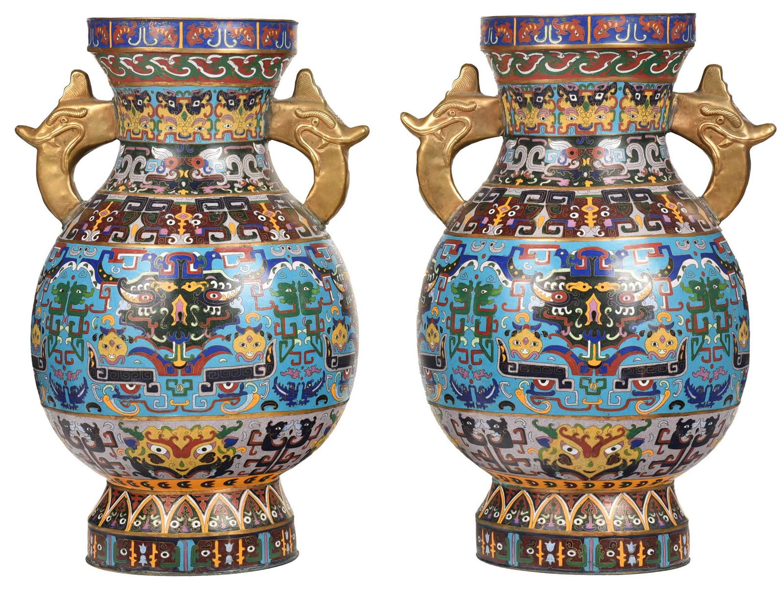 Pair of Large Chinese Cloisonn‚ Floor Vases (1 of 8)