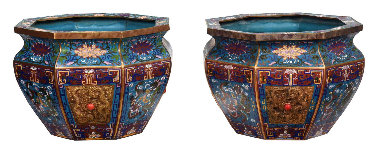Large Pair Chinese Cloisonn‚ and Gilt Brass JardiniŠres (1 of 12)