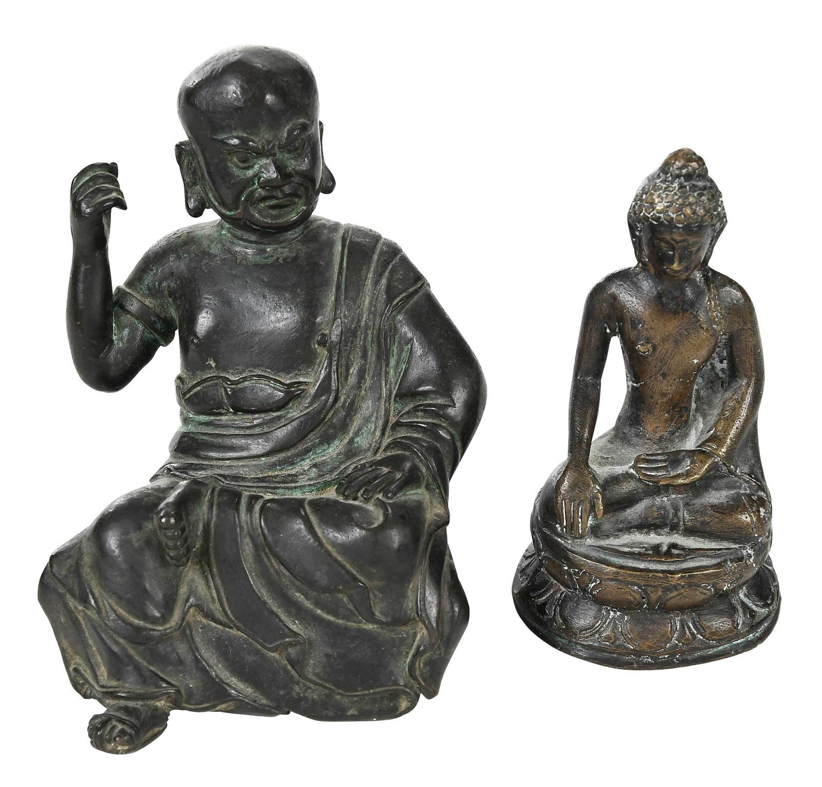 Two Asian Bronze Buddha and Guardian Figures (1 of 7)