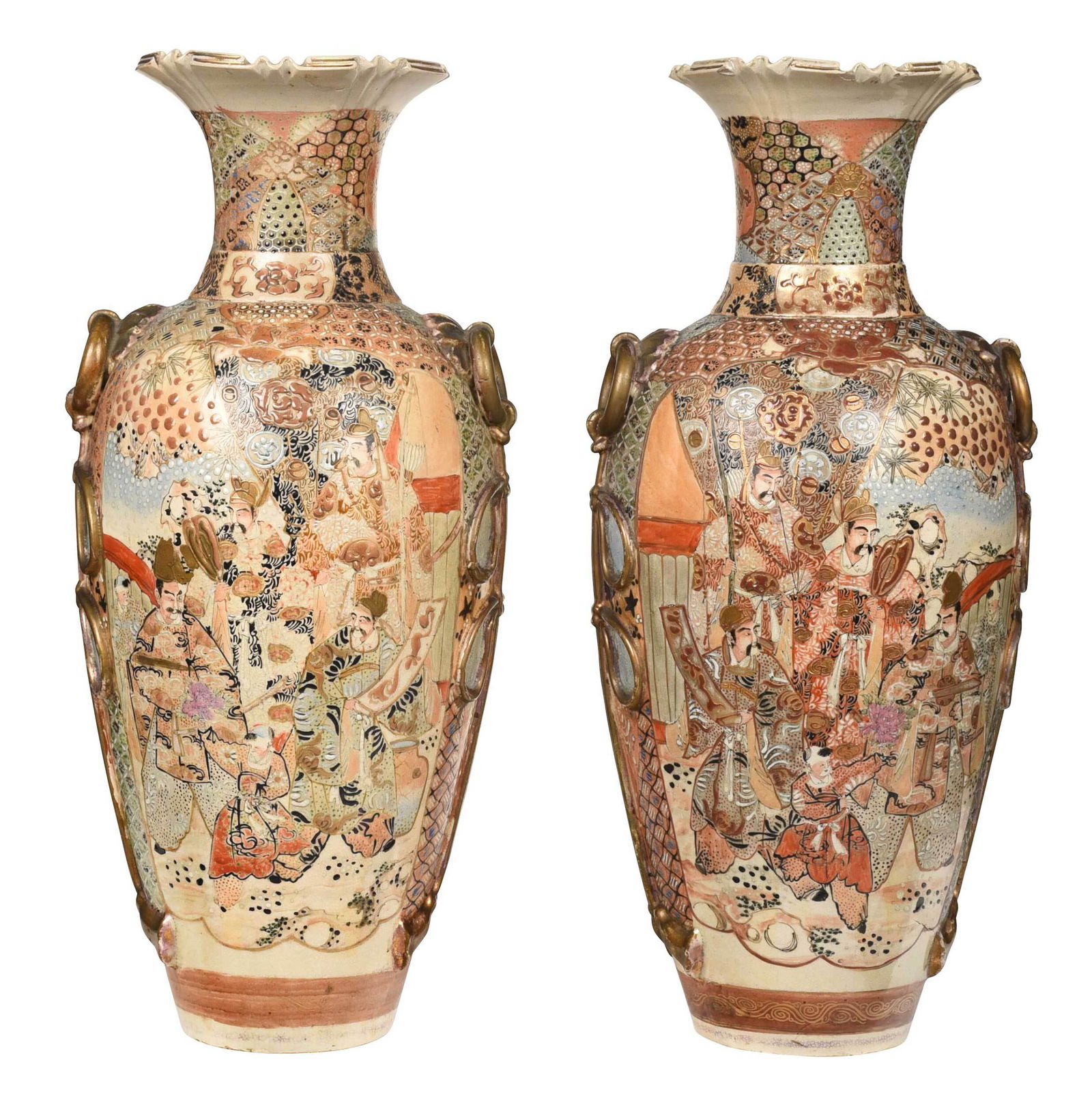 Pair Large Japanese Satsuma Vases (1 of 16)