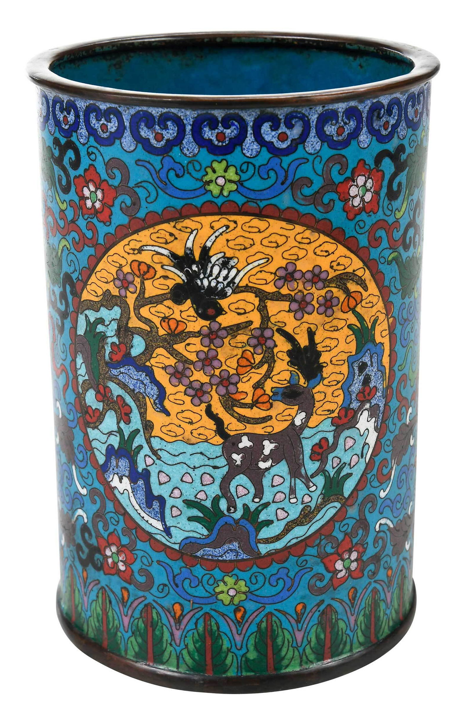 Asian Cloisonn‚ Brush Pot (1 of 7)