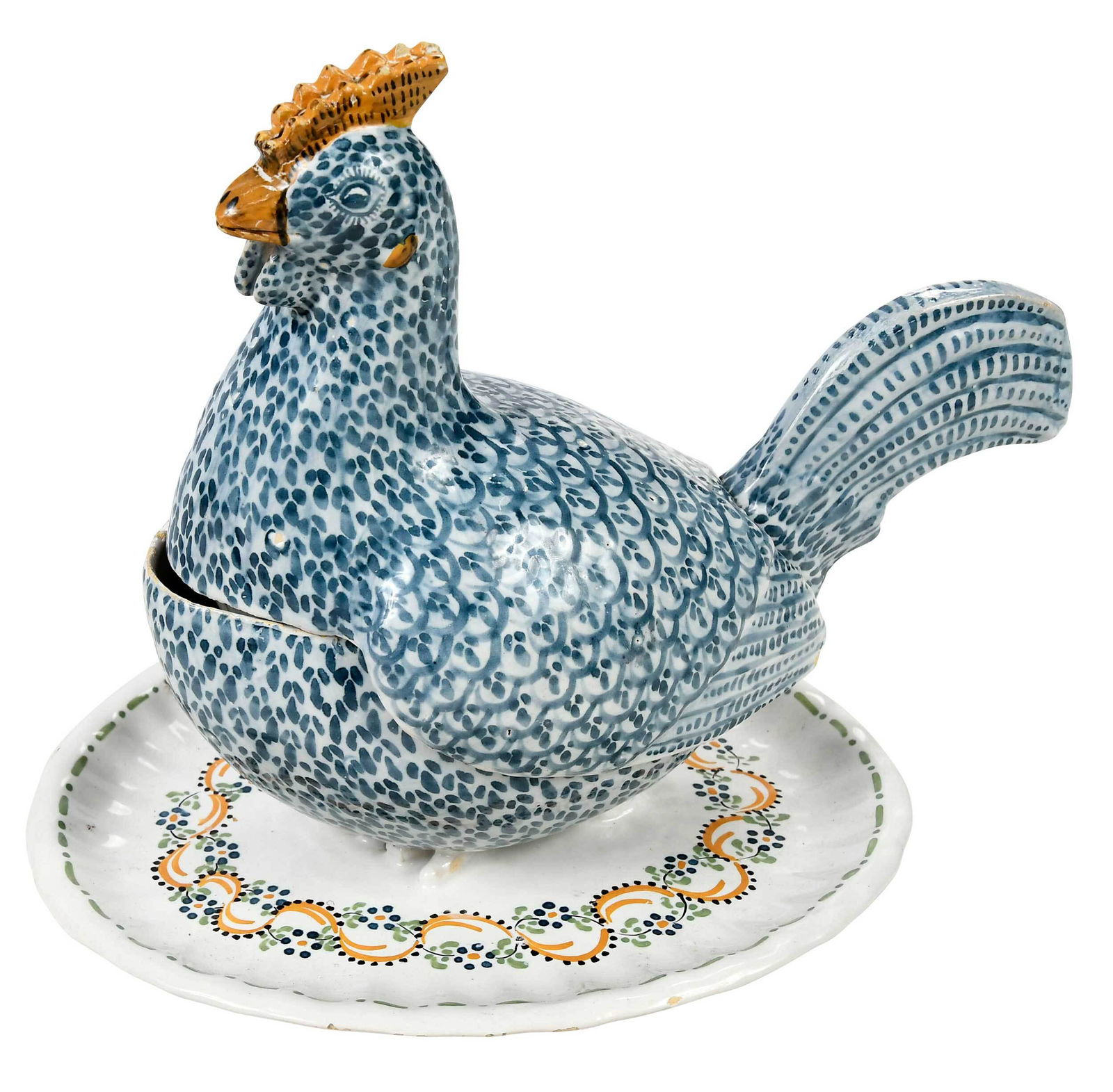 Continental Faience Chicken Tureen and Cover (1 of 9)