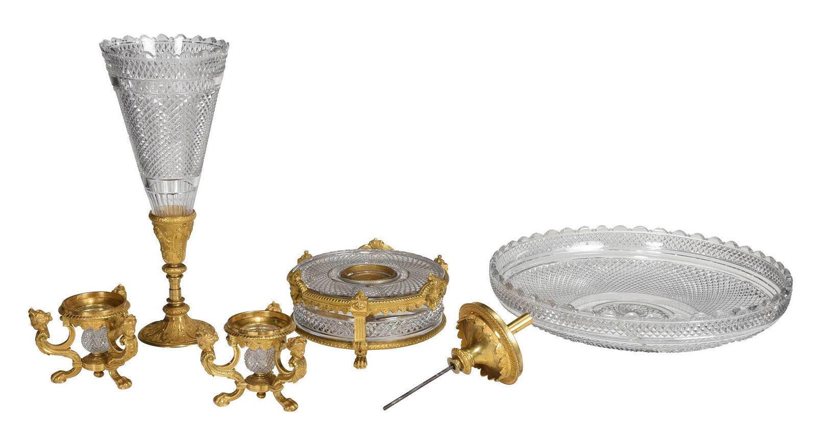 French Gilt Bronze and Cut Glass Garniture Set (1 of 7)
