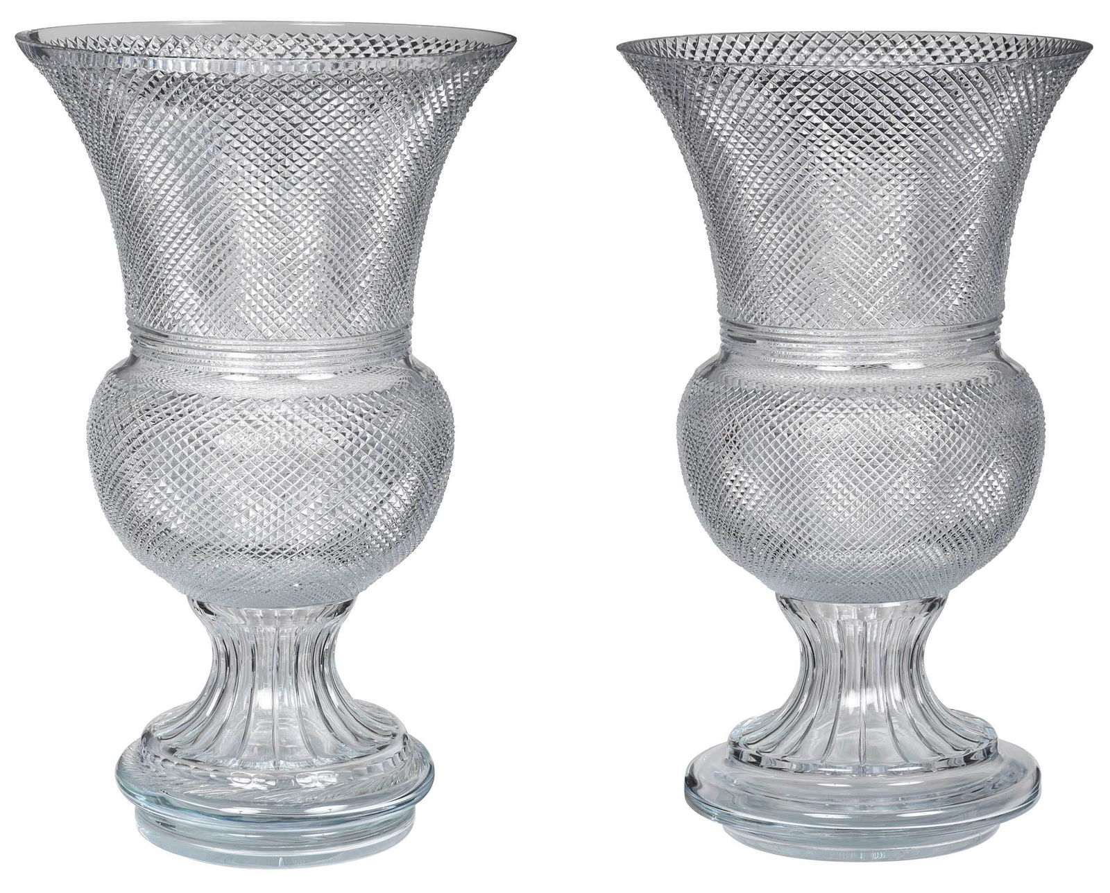 Pair of Neoclassical Style Cut Crystal Urns (1 of 11)