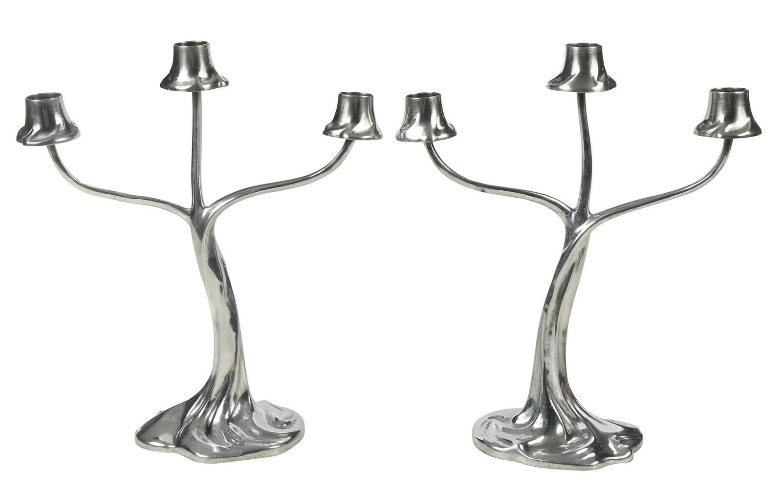 Pair of Art Nouveau Pewter Candlesticks (1 of 9)