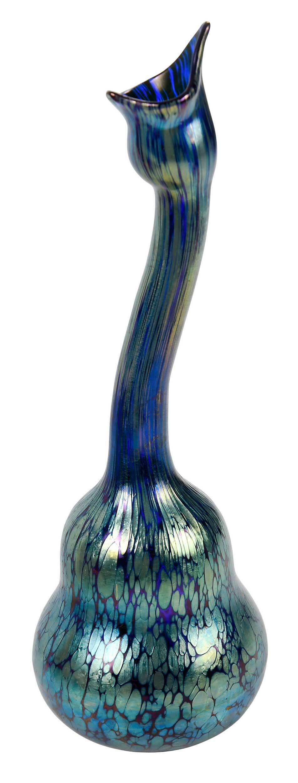Loetz Attributed Iridescent Blue Gooseneck Vase (1 of 10)