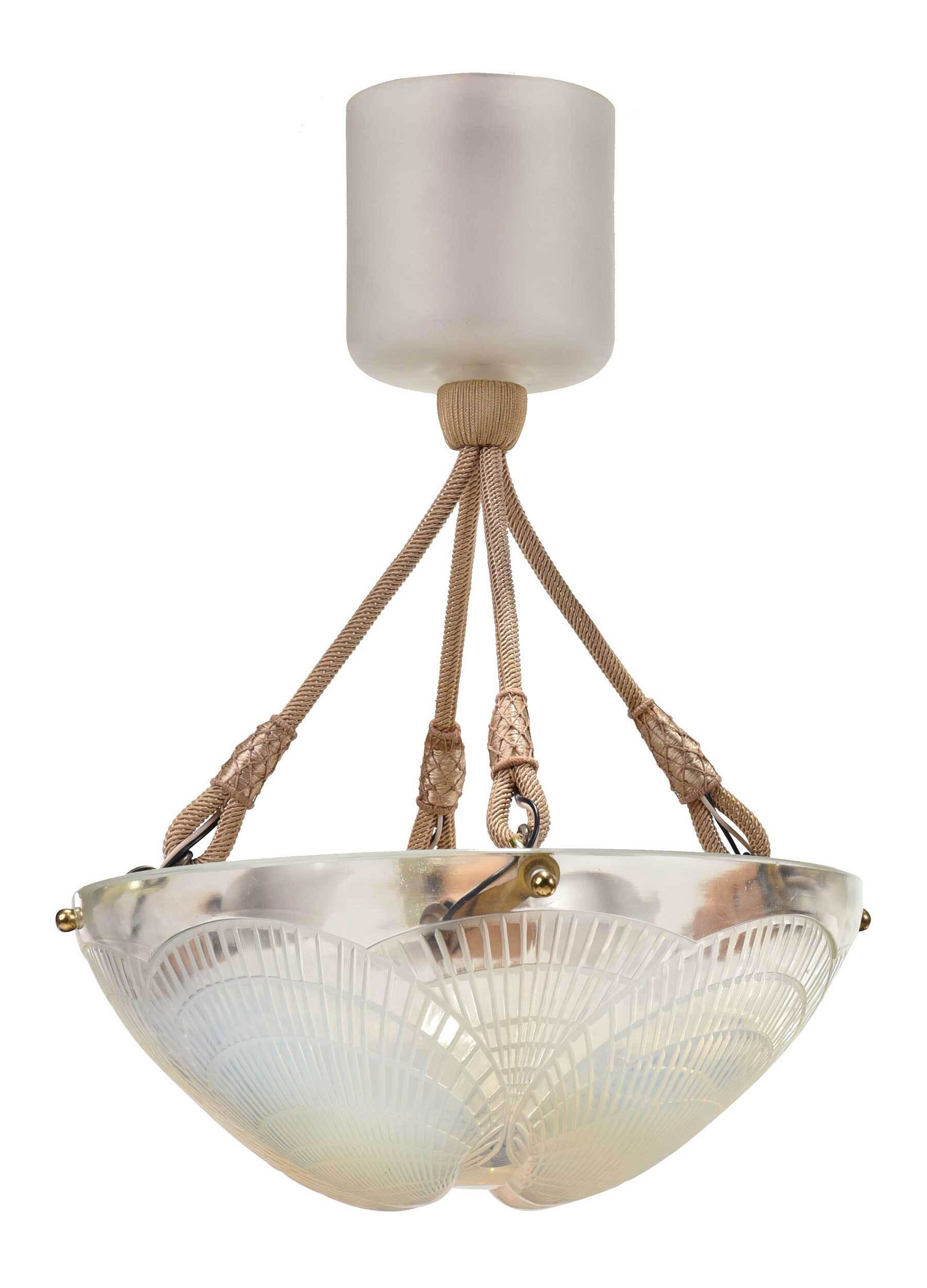Lalique Opalescent Glass "Coquille" Chandelier (1 of 9)