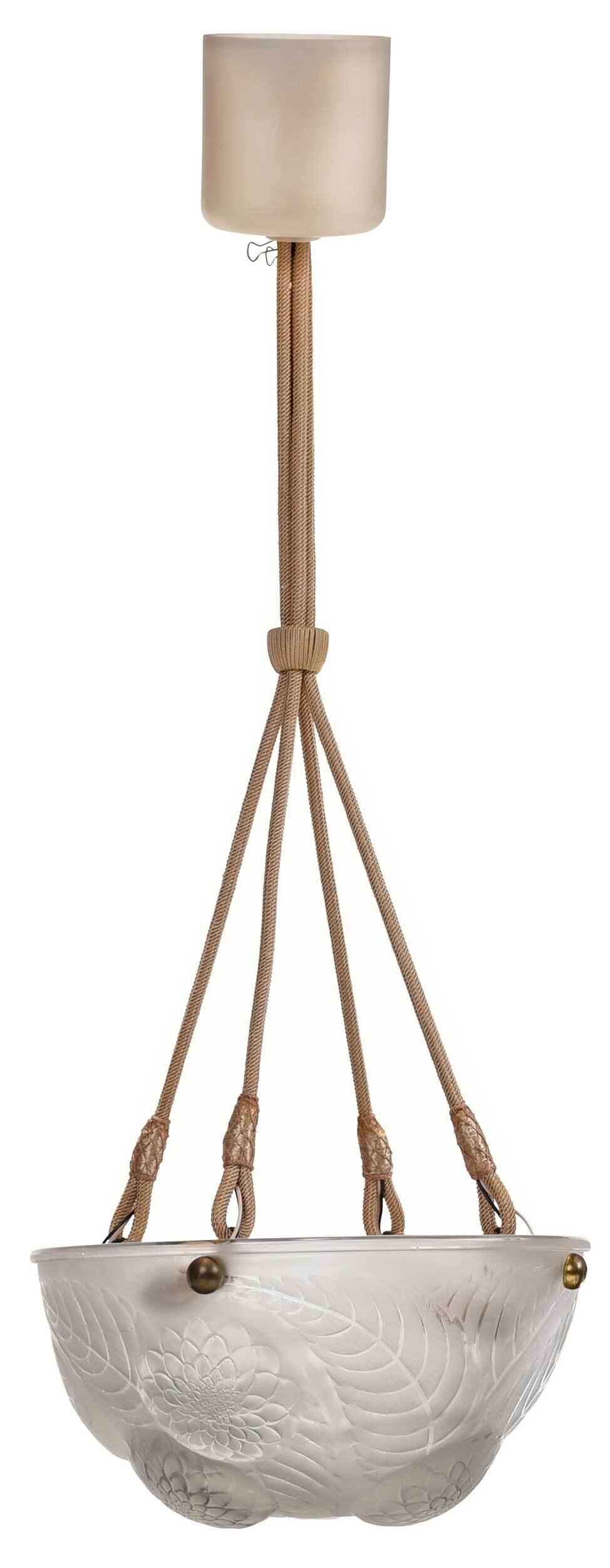 Lalique Opalescent Glass "Dahlias" Chandelier (1 of 6)